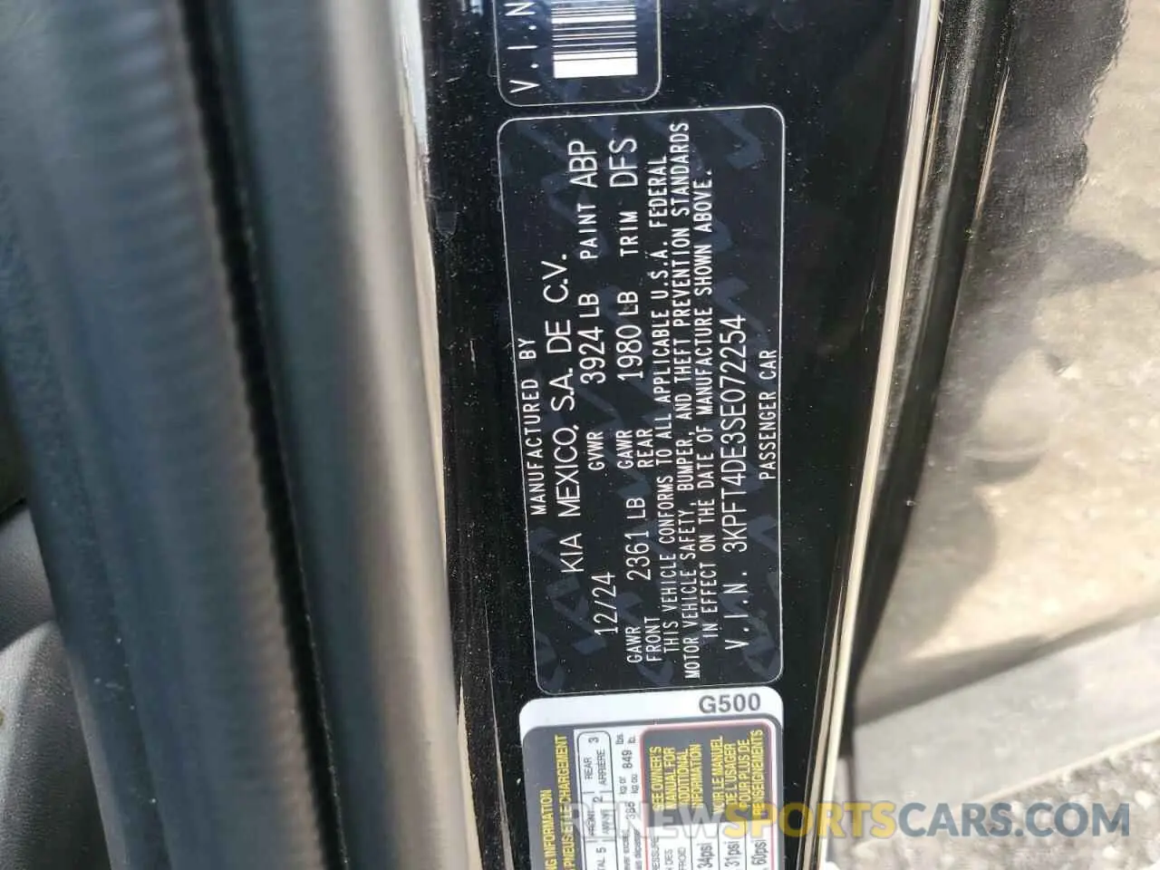 12 Photograph of a damaged car 3KPFT4DE3SE072254 KIA K4 LX 2025