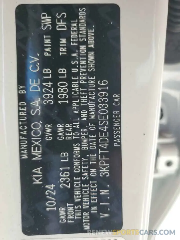13 Фотография поврежденного автомобиля 3KPFT4DE4SE033916 KIA K4 LX 2025
