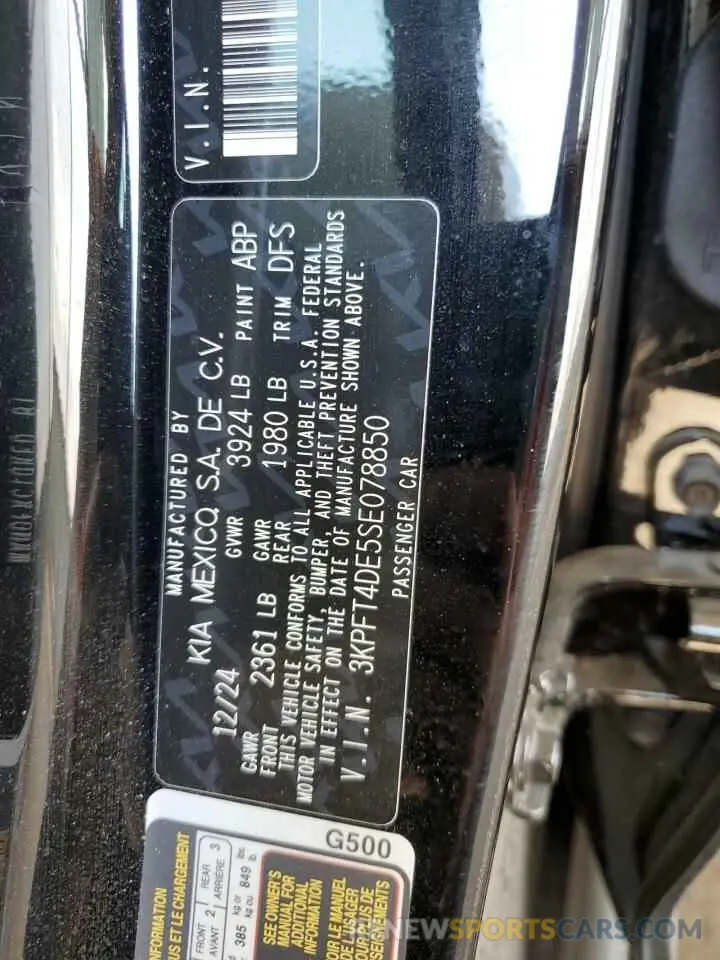 12 Photograph of a damaged car 3KPFT4DE5SE078850 KIA K4 LX 2025