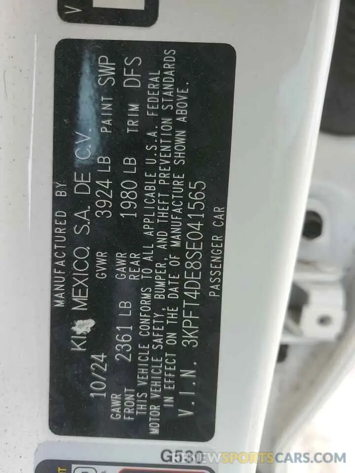 12 Photograph of a damaged car 3KPFT4DE8SE041565 KIA K4 LX 2025
