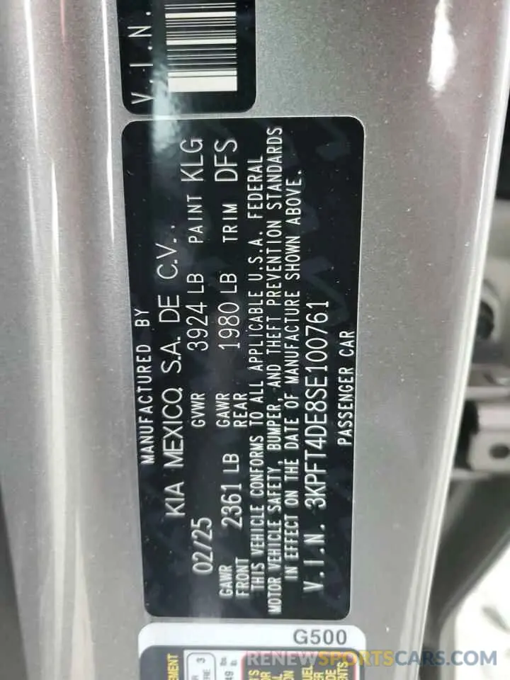 12 Фотография поврежденного автомобиля 3KPFT4DE8SE100761 KIA K4 LX 2025