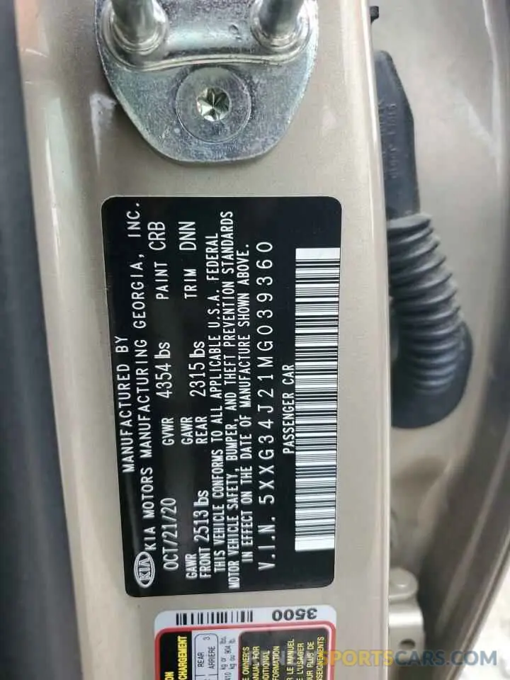 12 Фотография поврежденного автомобиля 5XXG34J21MG039360 KIA K5 2021