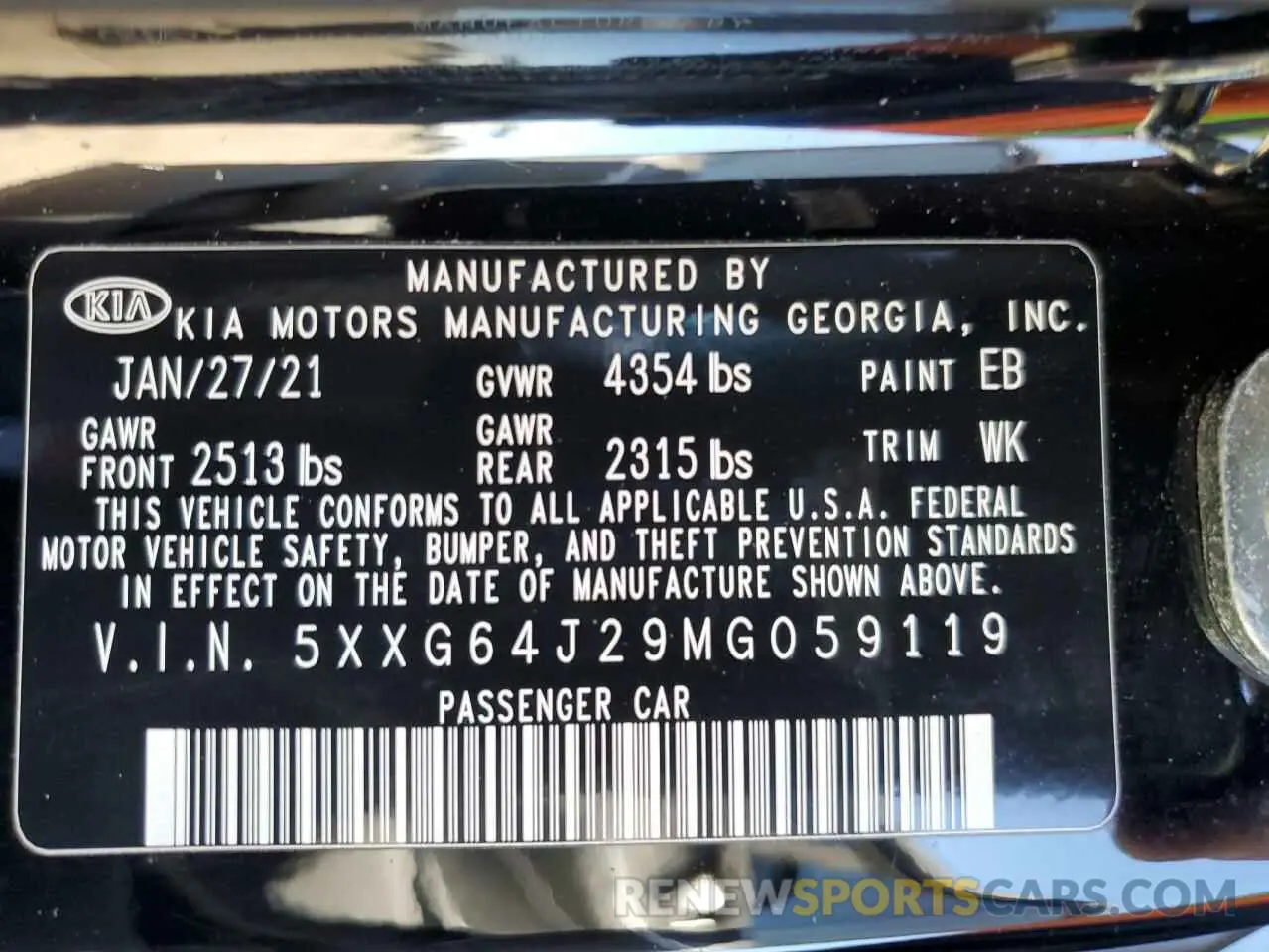 14 Photograph of a damaged car 5XXG64J29MG059119 KIA K5 2021