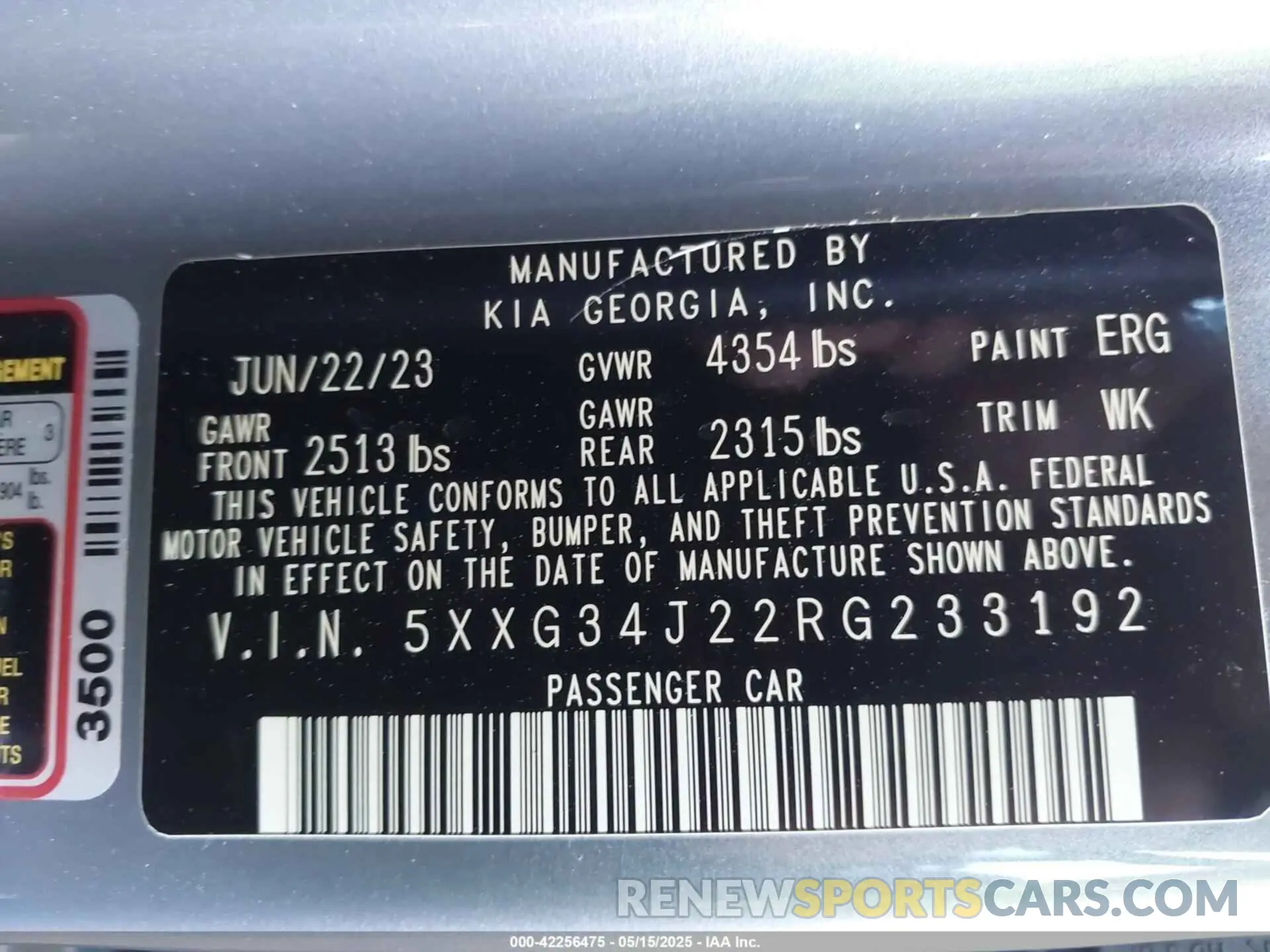 9 Photograph of a damaged car 5XXG34J22RG233192 KIA K5 2024