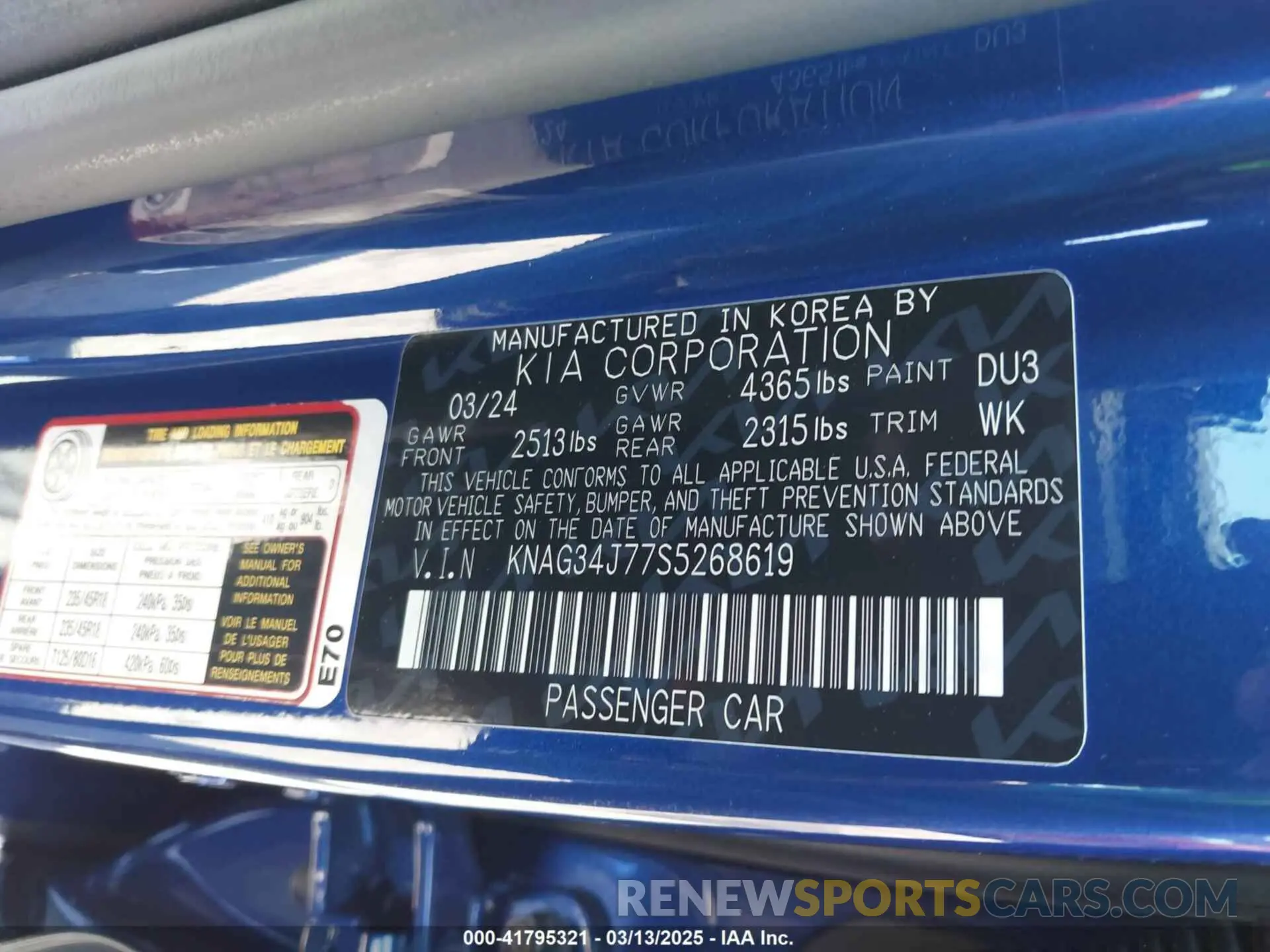 9 Photograph of a damaged car KNAG34J77S5268619 KIA K5 2025