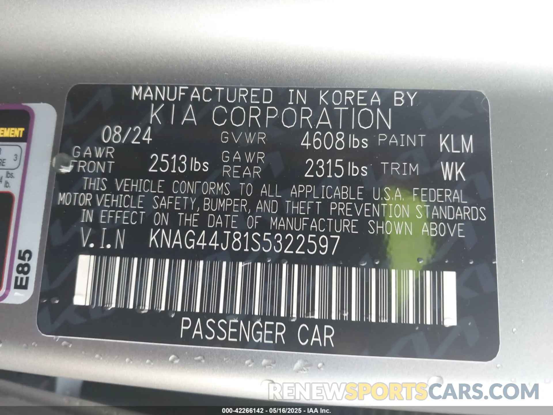 9 Фотография поврежденного автомобиля KNAG44J81S5322597 KIA K5 2025