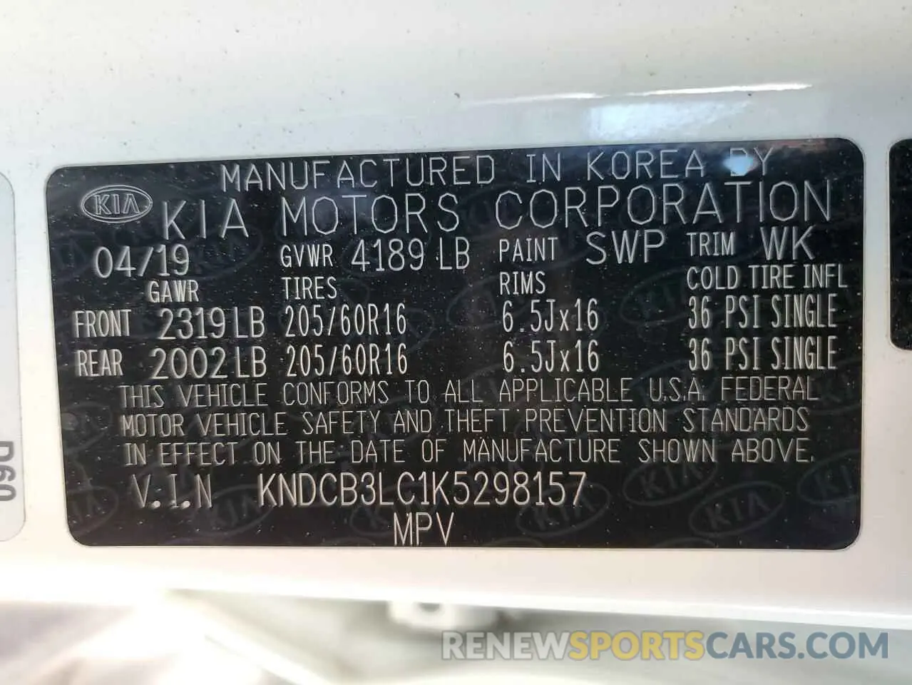 15 Photograph of a damaged car KNDCB3LC1K5298157 KIA NIRO 2019