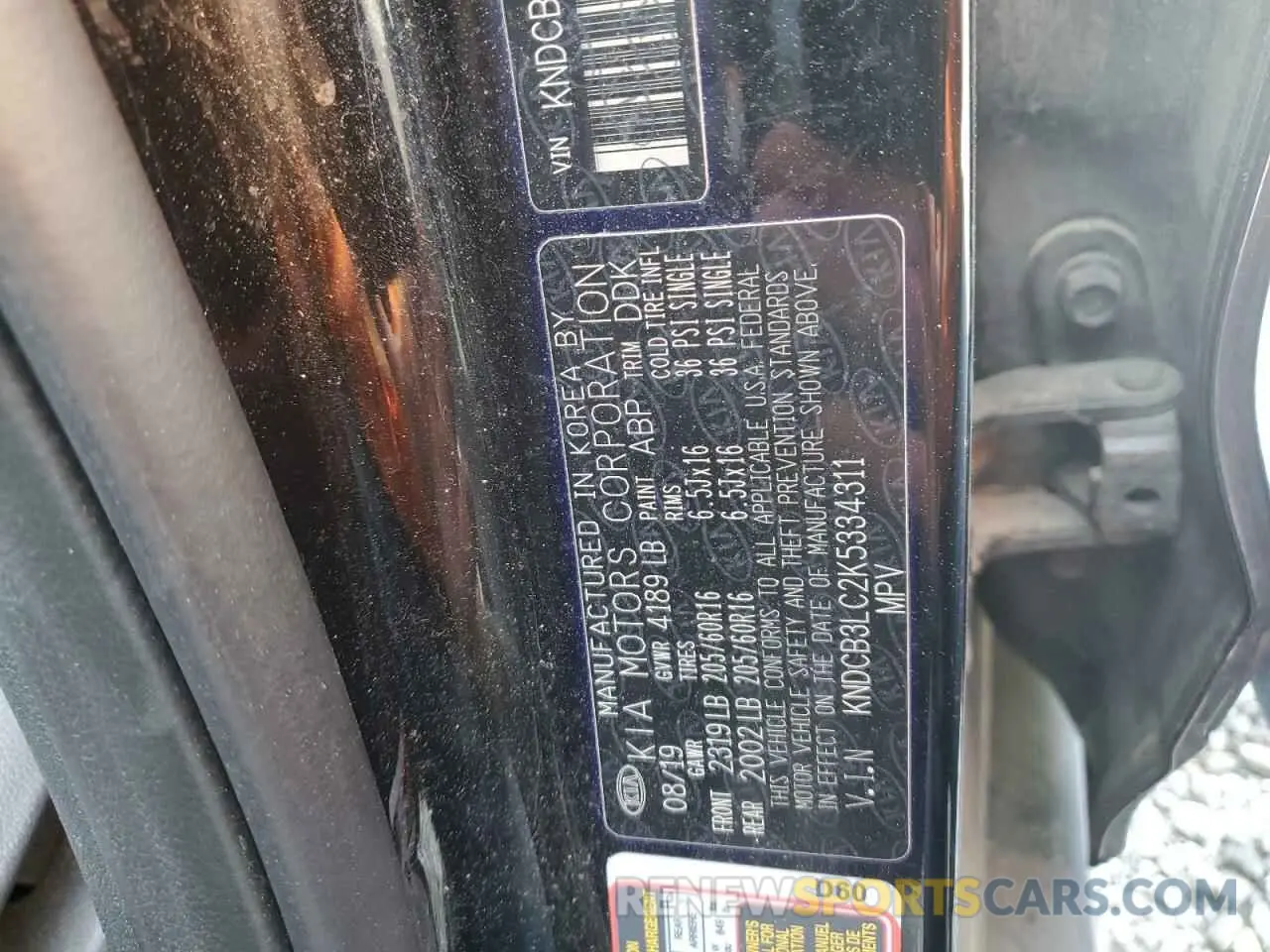 13 Photograph of a damaged car KNDCB3LC2K5334311 KIA NIRO 2019