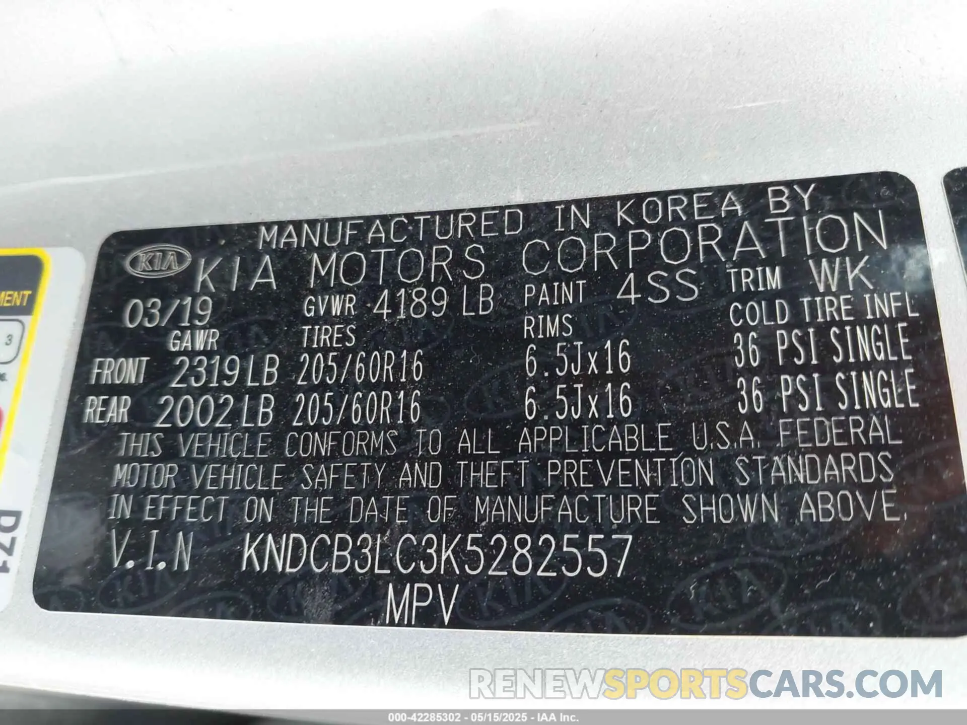 9 Photograph of a damaged car KNDCB3LC3K5282557 KIA NIRO 2019