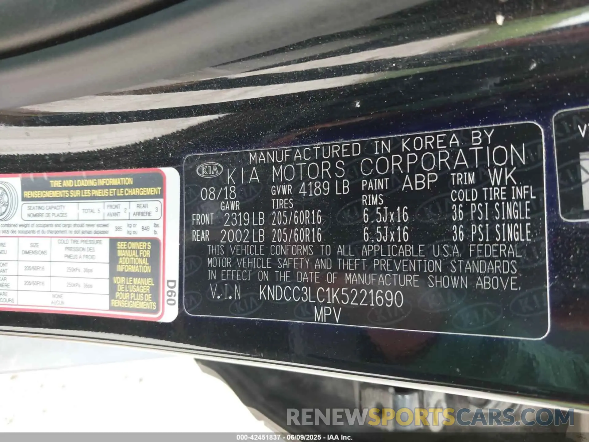 9 Фотография поврежденного автомобиля KNDCC3LC1K5221690 KIA NIRO 2019