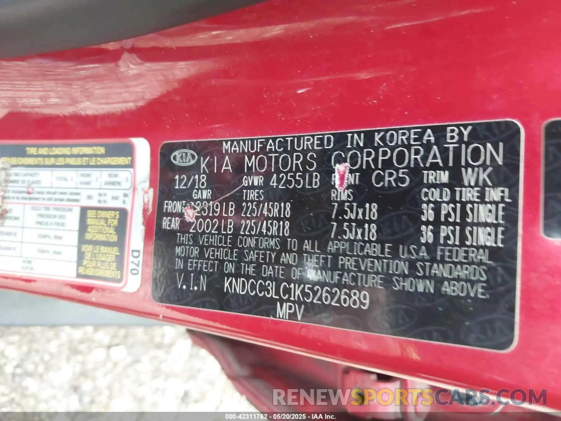 9 Photograph of a damaged car KNDCC3LC1K5262689 KIA NIRO 2019