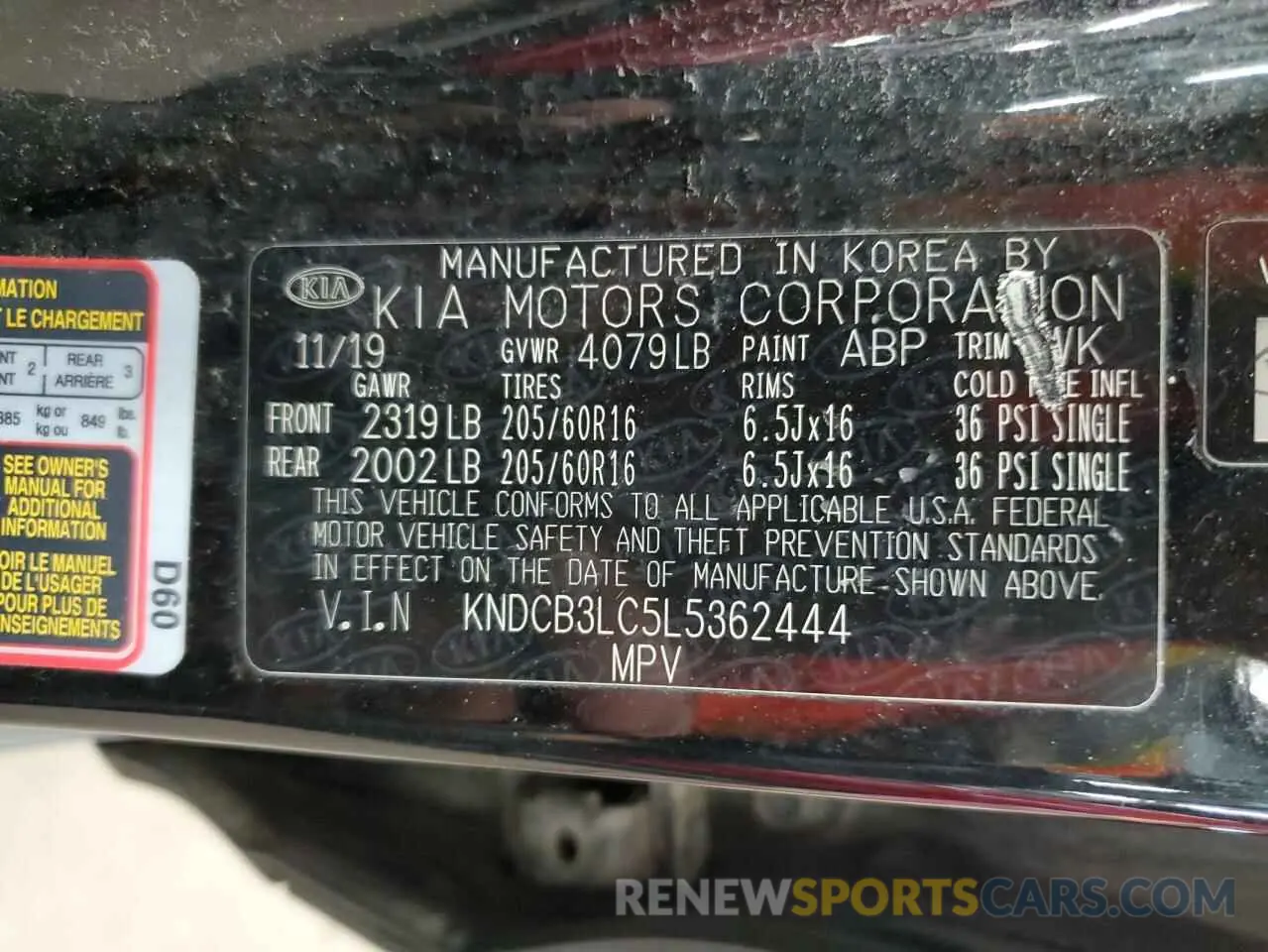 13 Photograph of a damaged car KNDCB3LC5L5362444 KIA NIRO 2020