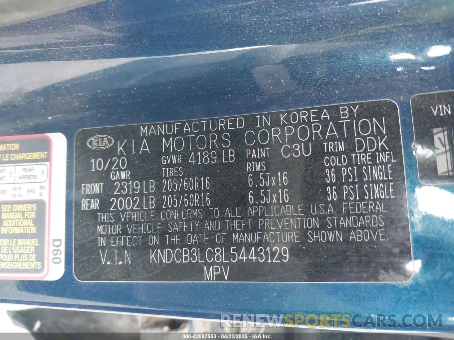 9 Photograph of a damaged car KNDCB3LC8L5443129 KIA NIRO 2020