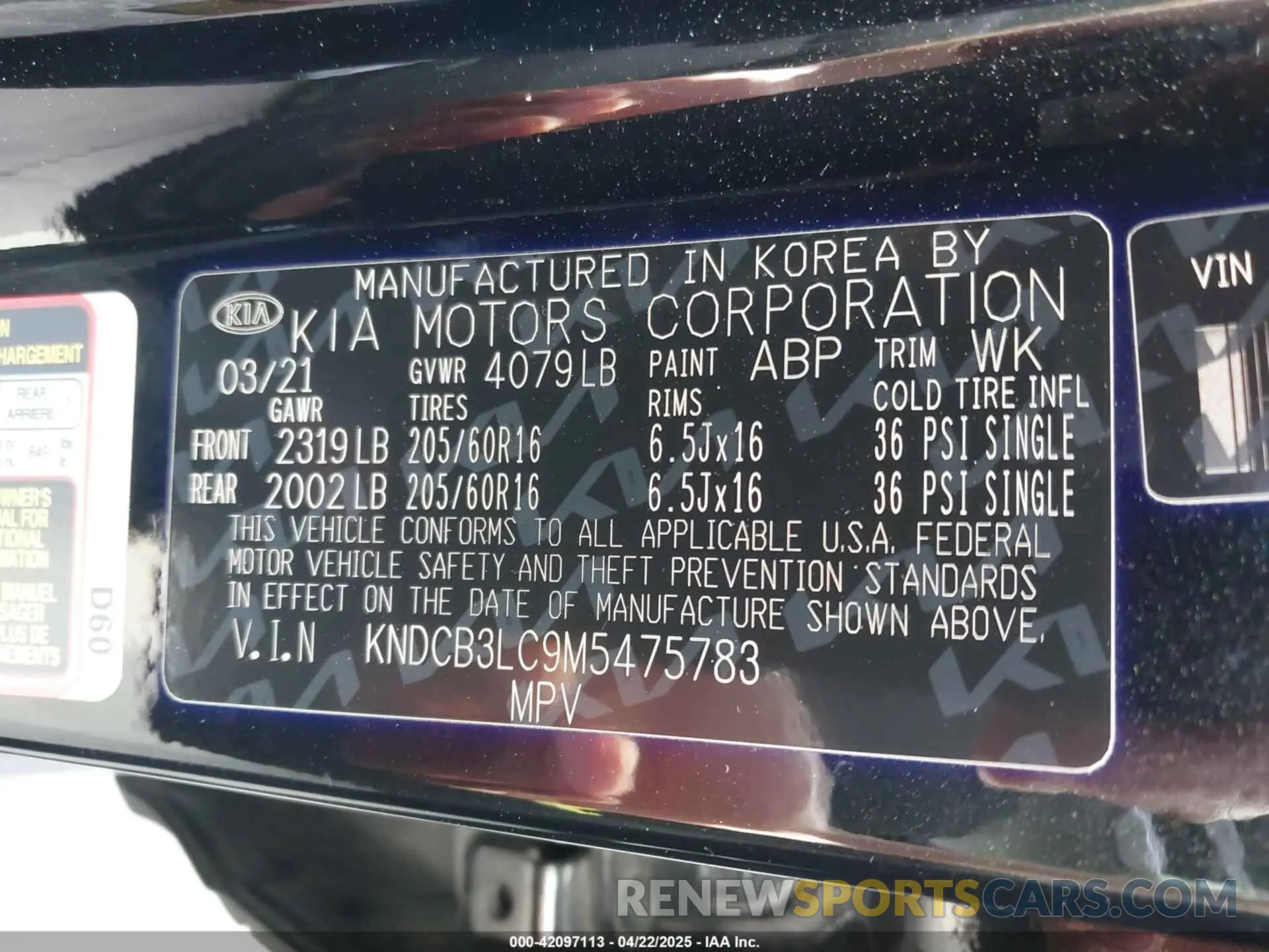 9 Фотография поврежденного автомобиля KNDCB3LC9M5475783 KIA NIRO 2021