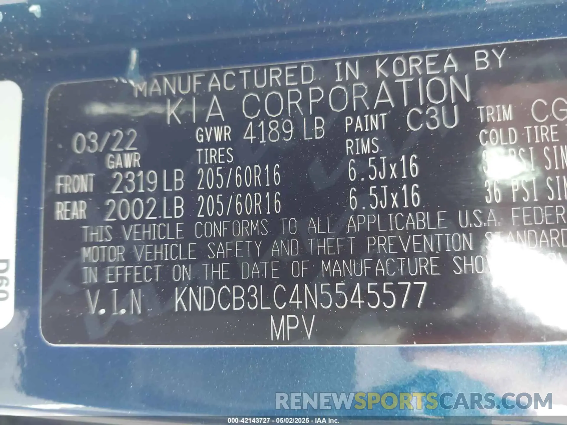 9 Photograph of a damaged car KNDCB3LC4N5545577 KIA NIRO 2022