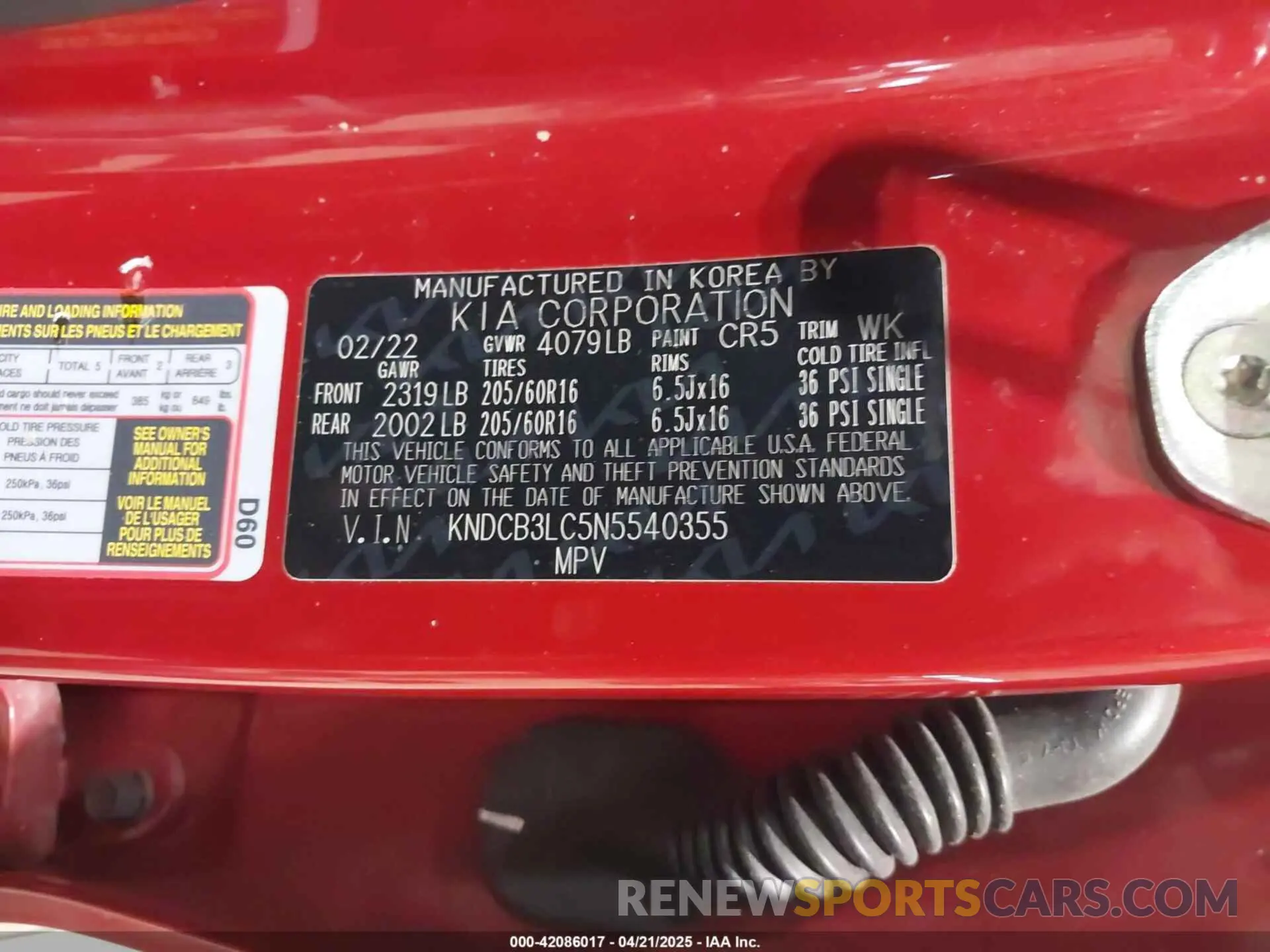 9 Фотография поврежденного автомобиля KNDCB3LC5N5540355 KIA NIRO 2022