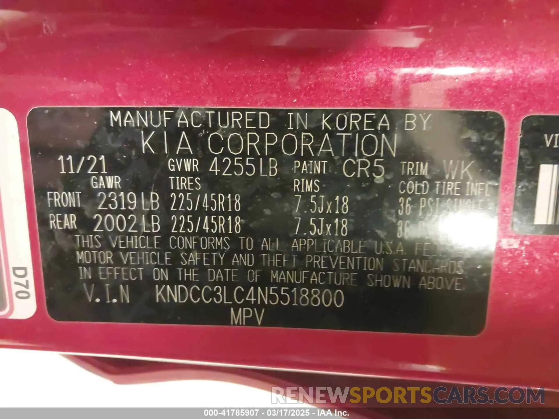 9 Photograph of a damaged car KNDCC3LC4N5518800 KIA NIRO 2022