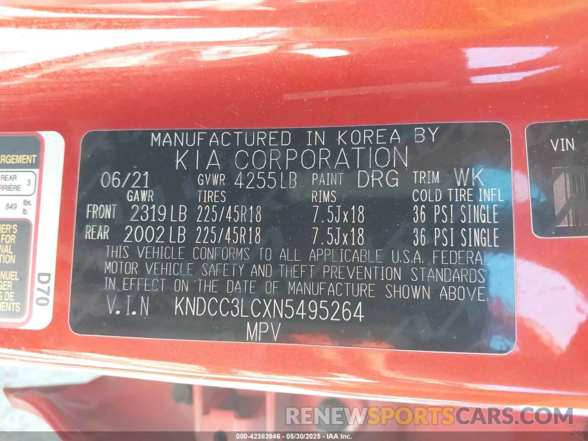 9 Photograph of a damaged car KNDCC3LCXN5495264 KIA NIRO 2022
