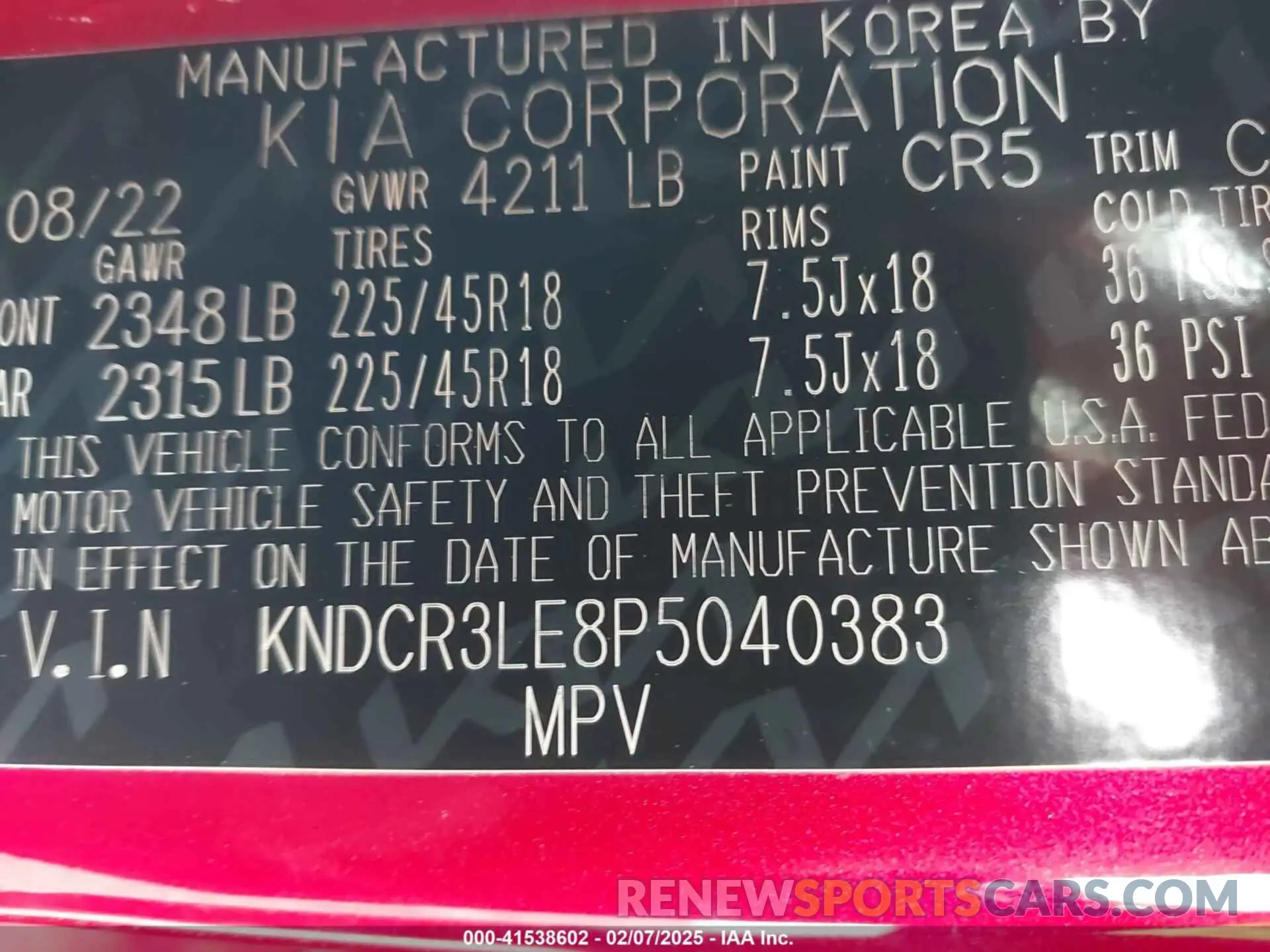 9 Фотография поврежденного автомобиля KNDCR3LE8P5040383 KIA NIRO 2023