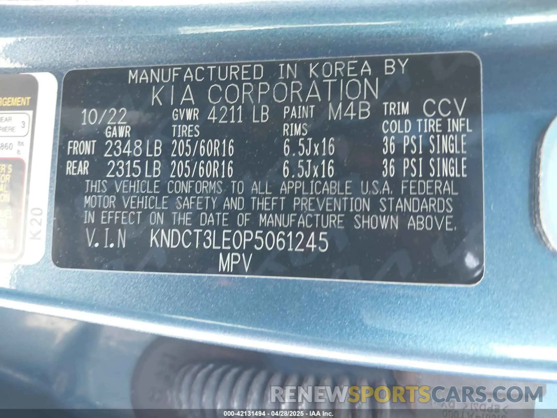 9 Photograph of a damaged car KNDCT3LE0P5061245 KIA NIRO 2023