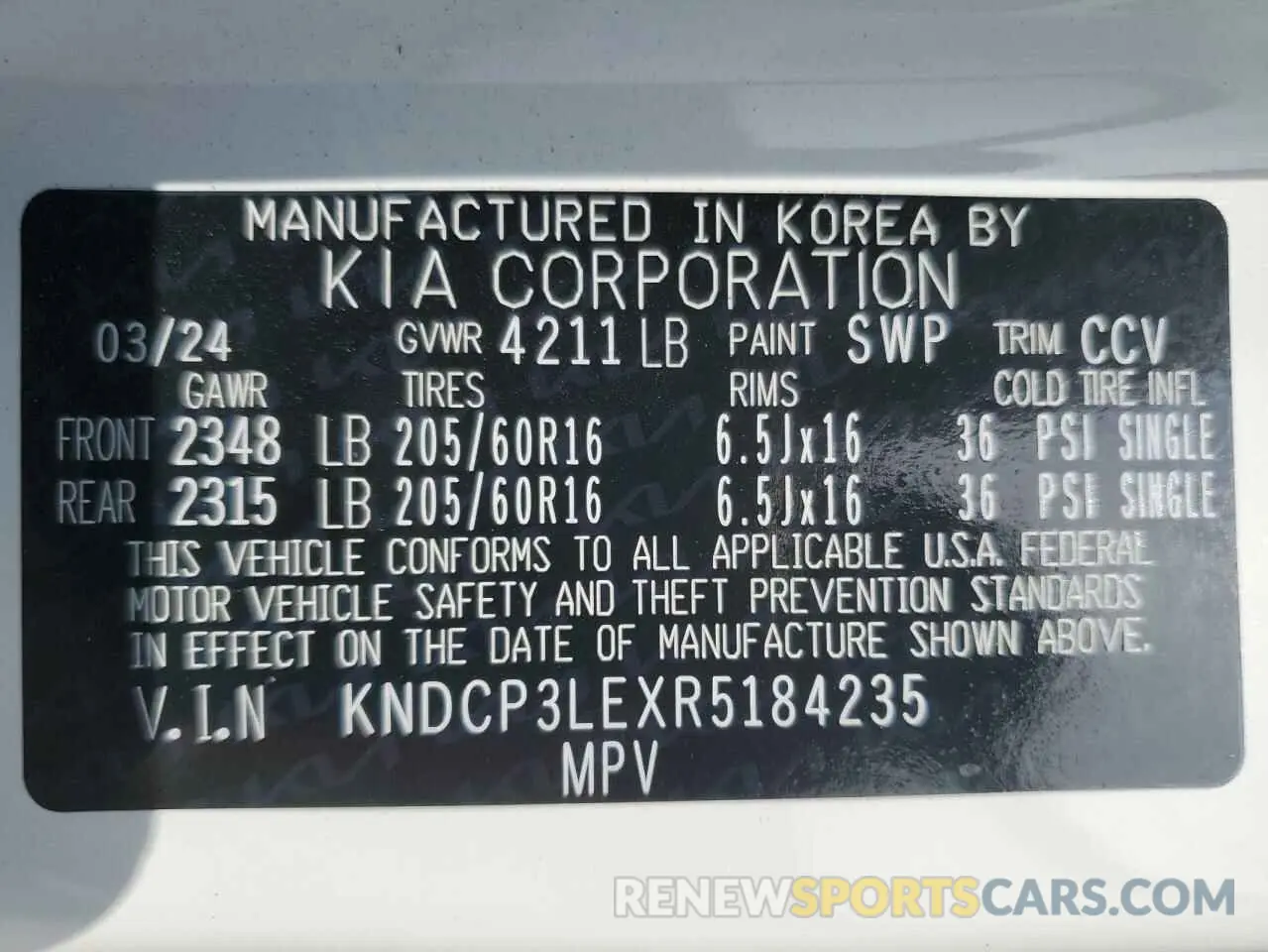 13 Photograph of a damaged car KNDCP3LEXR5184235 KIA NIRO 2024