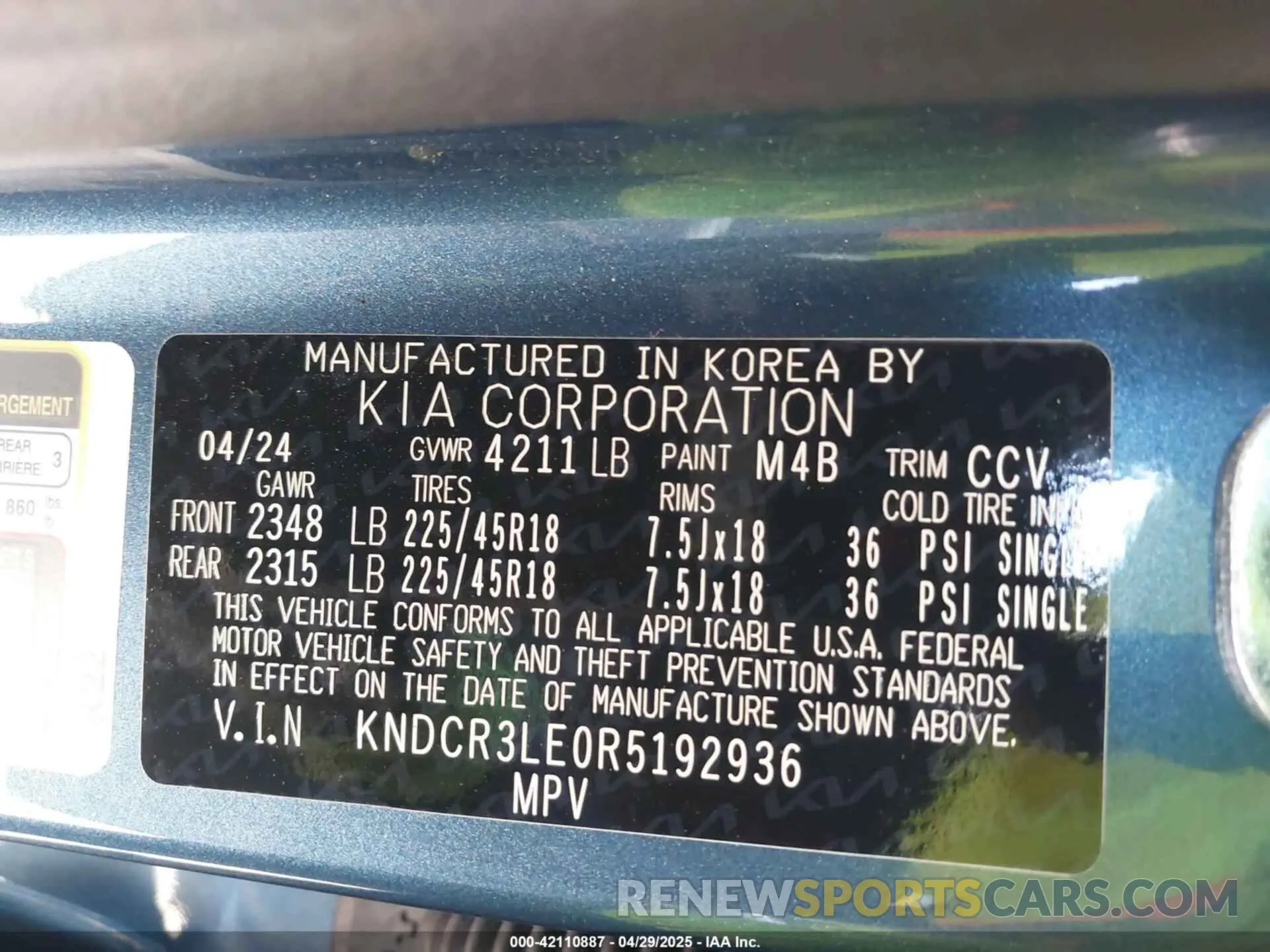 9 Photograph of a damaged car KNDCR3LE0R5192936 KIA NIRO 2024