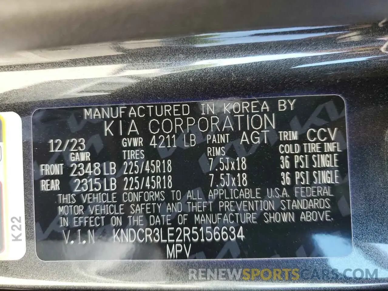 14 Photograph of a damaged car KNDCR3LE2R5156634 KIA NIRO 2024