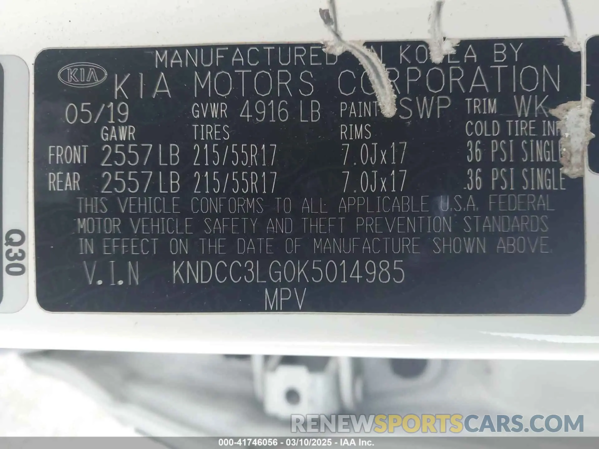 9 Фотография поврежденного автомобиля KNDCC3LG0K5014985 KIA NIRO EV 2019