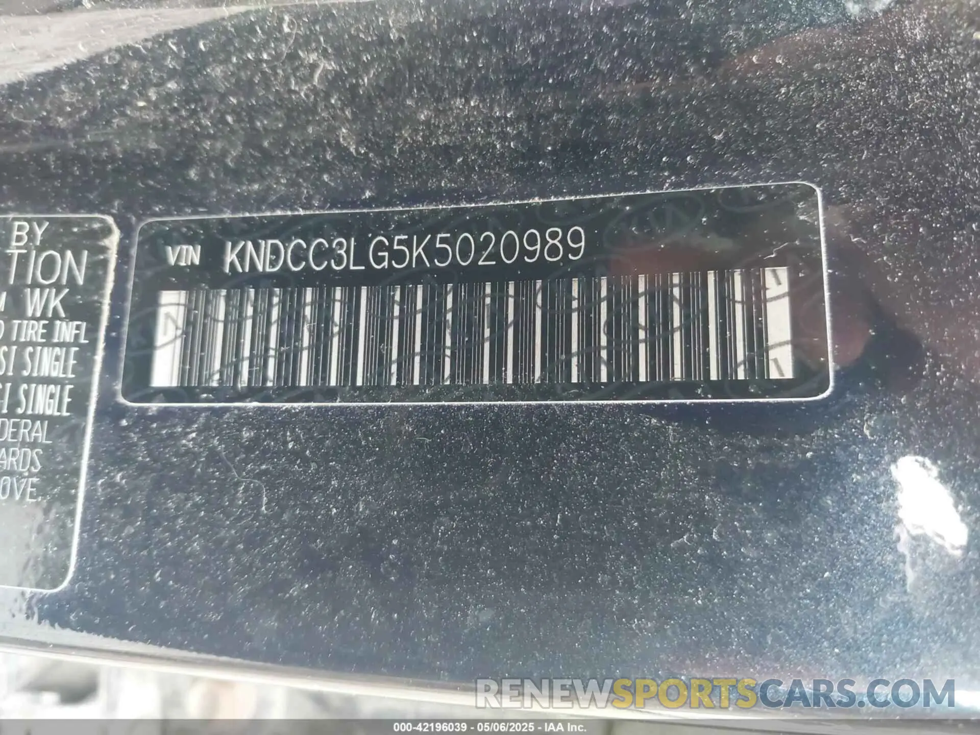9 Фотография поврежденного автомобиля KNDCC3LG5K5020989 KIA NIRO EV 2019
