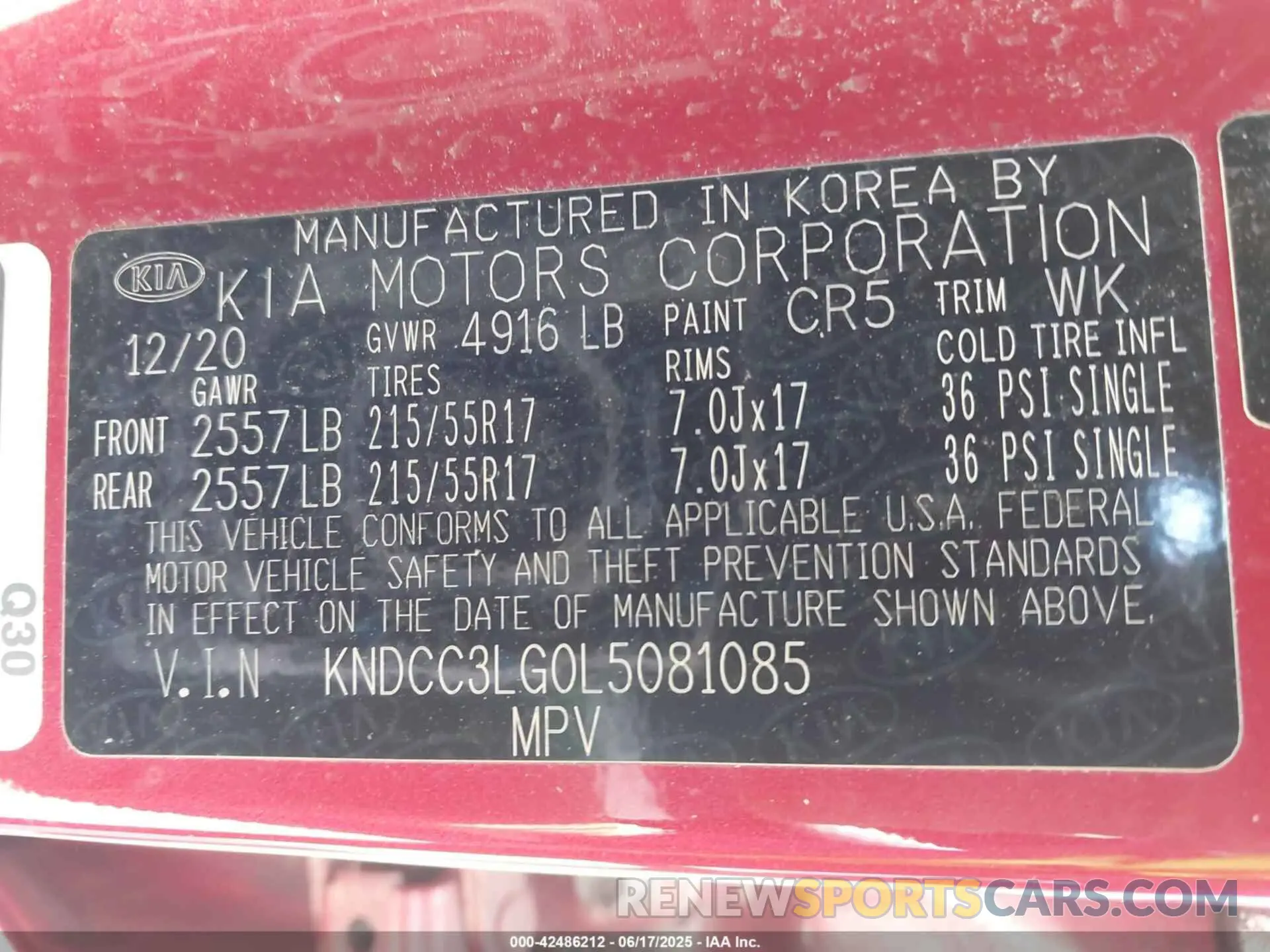 9 Photograph of a damaged car KNDCC3LG0L5081085 KIA NIRO EV 2020