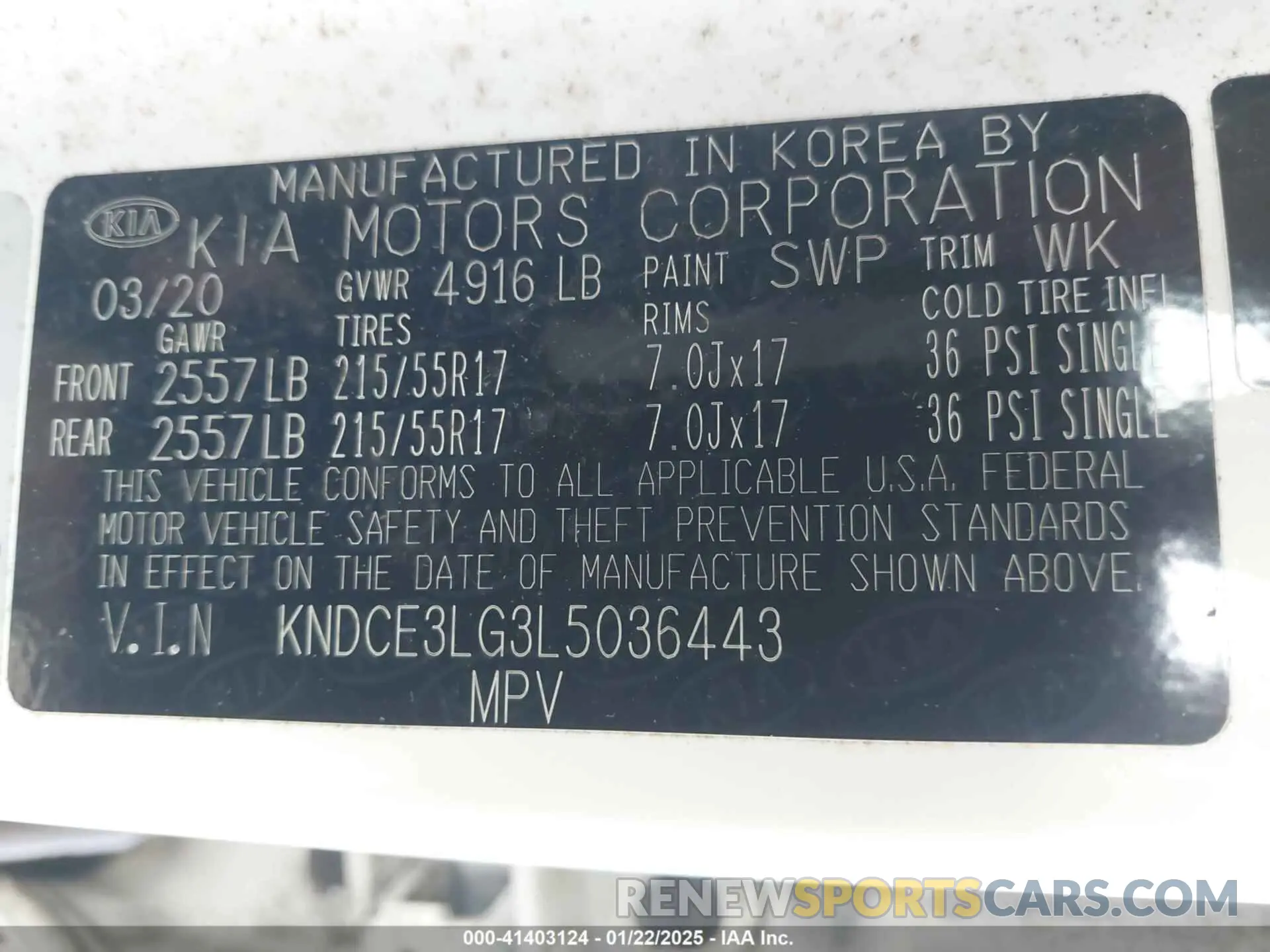 9 Photograph of a damaged car KNDCE3LG3L5036443 KIA NIRO EV 2020