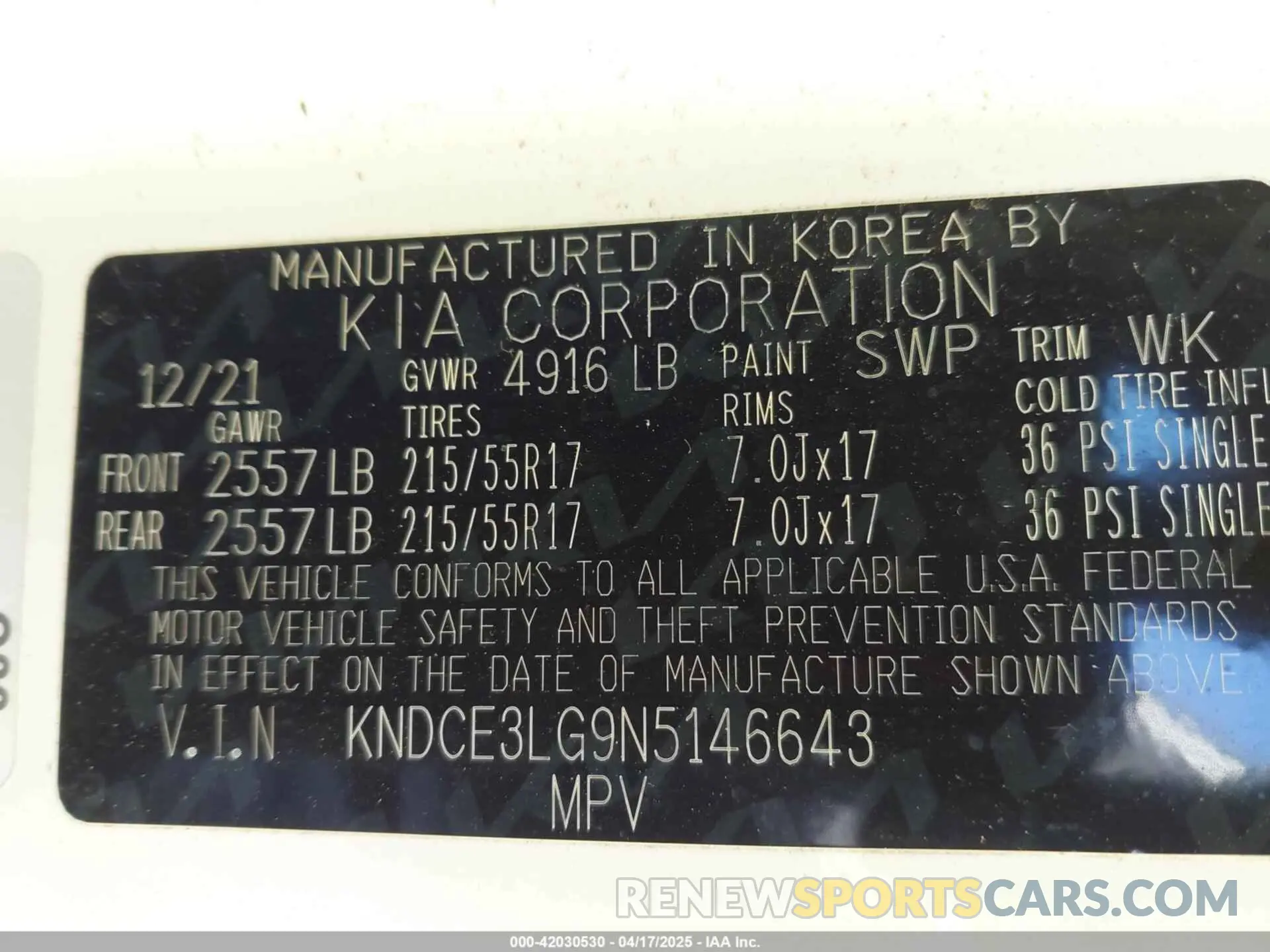 9 Фотография поврежденного автомобиля KNDCE3LG9N5146643 KIA NIRO EV 2022