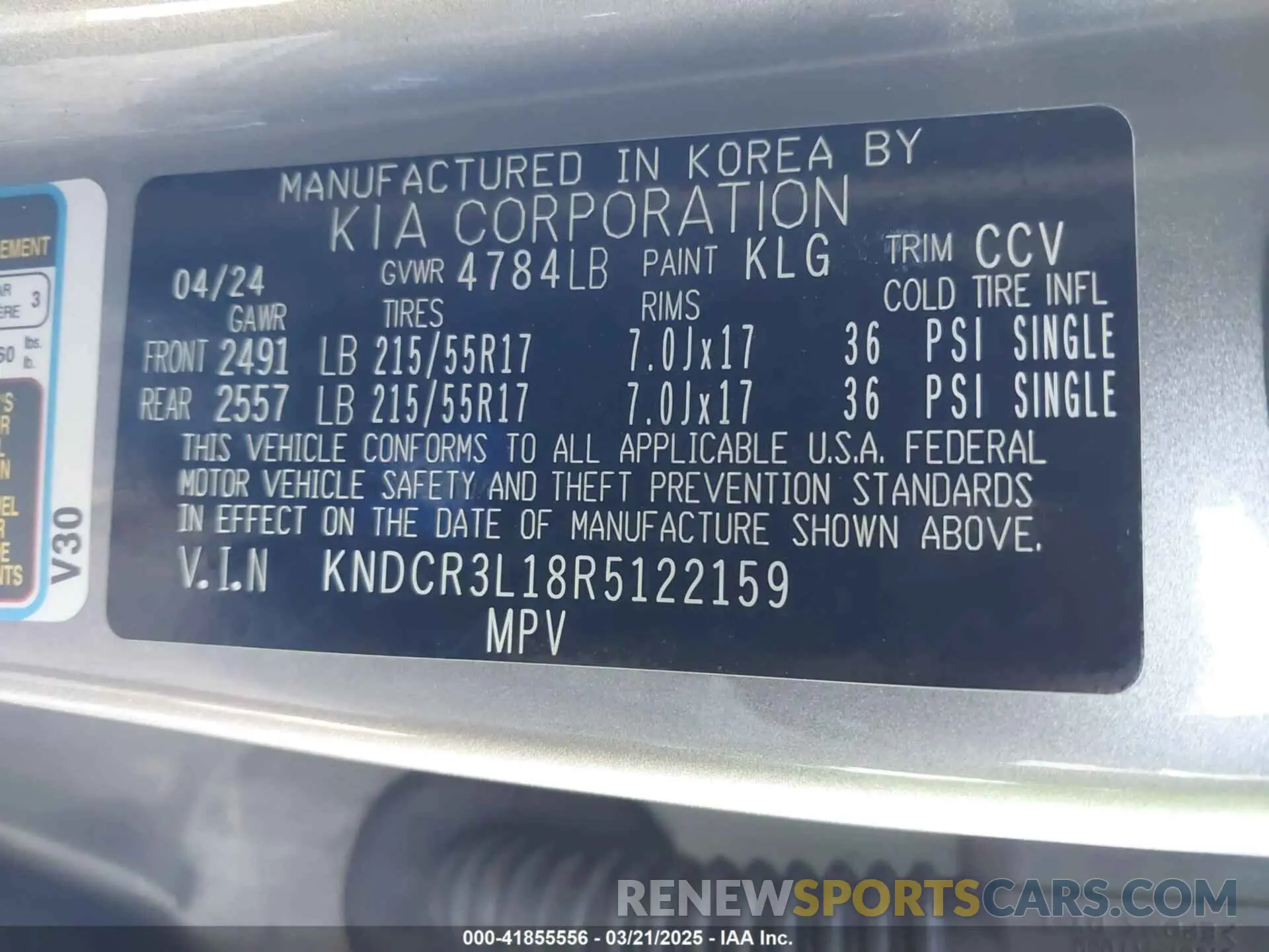 9 Photograph of a damaged car KNDCR3L18R5122159 KIA NIRO EV 2024