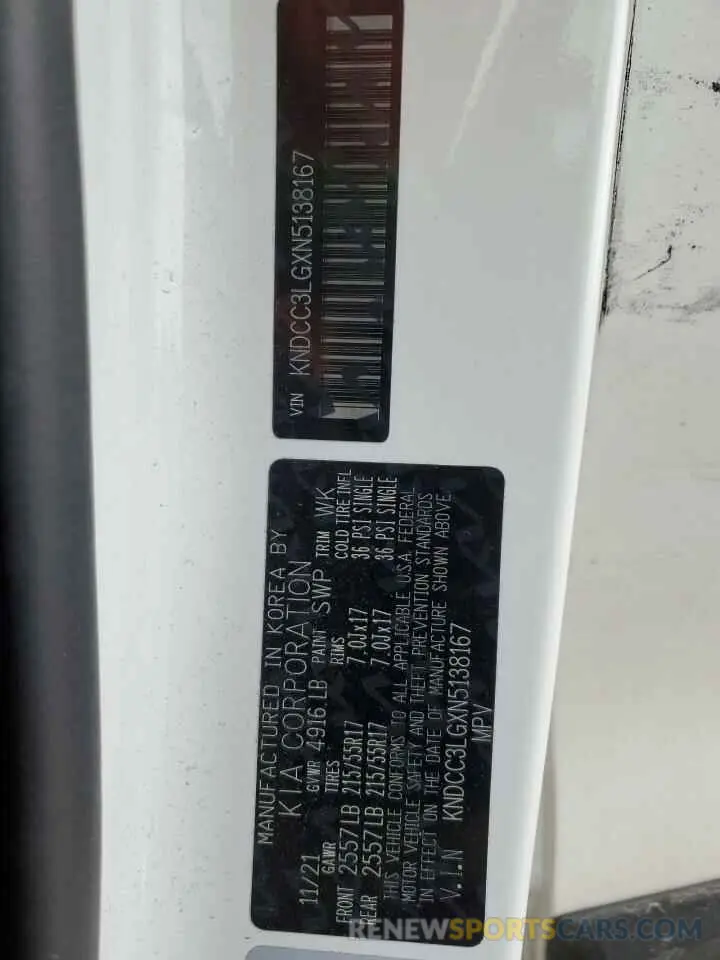 14 Photograph of a damaged car KNDCC3LGXN5138167 KIA NIRO S 2022