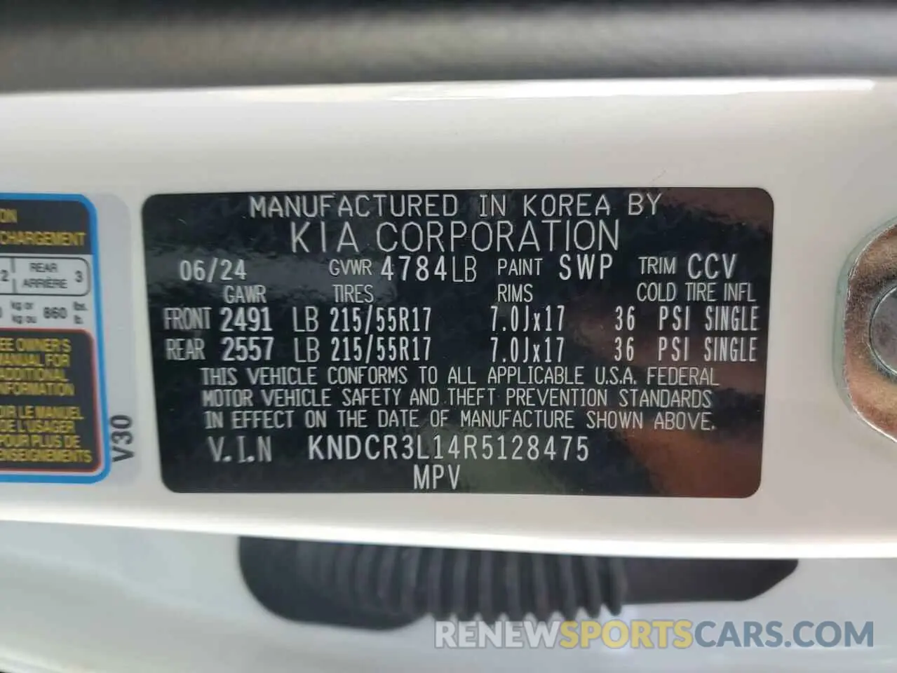 14 Photograph of a damaged car KNDCR3L14R5128475 KIA NIRO WIND 2024