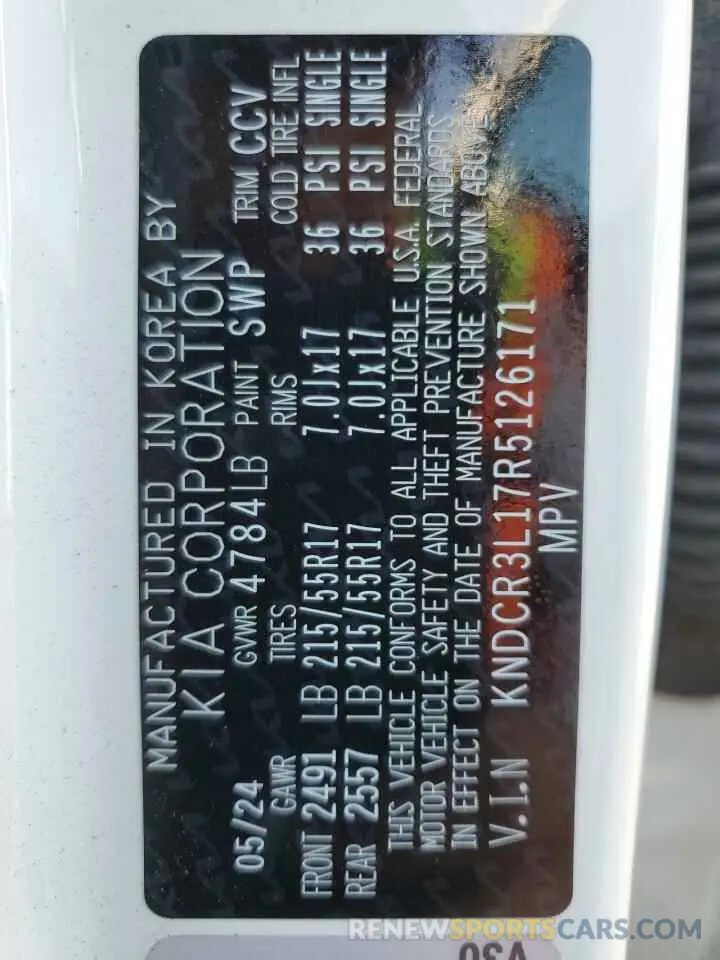 12 Photograph of a damaged car KNDCR3L17R5126171 KIA NIRO WIND 2024