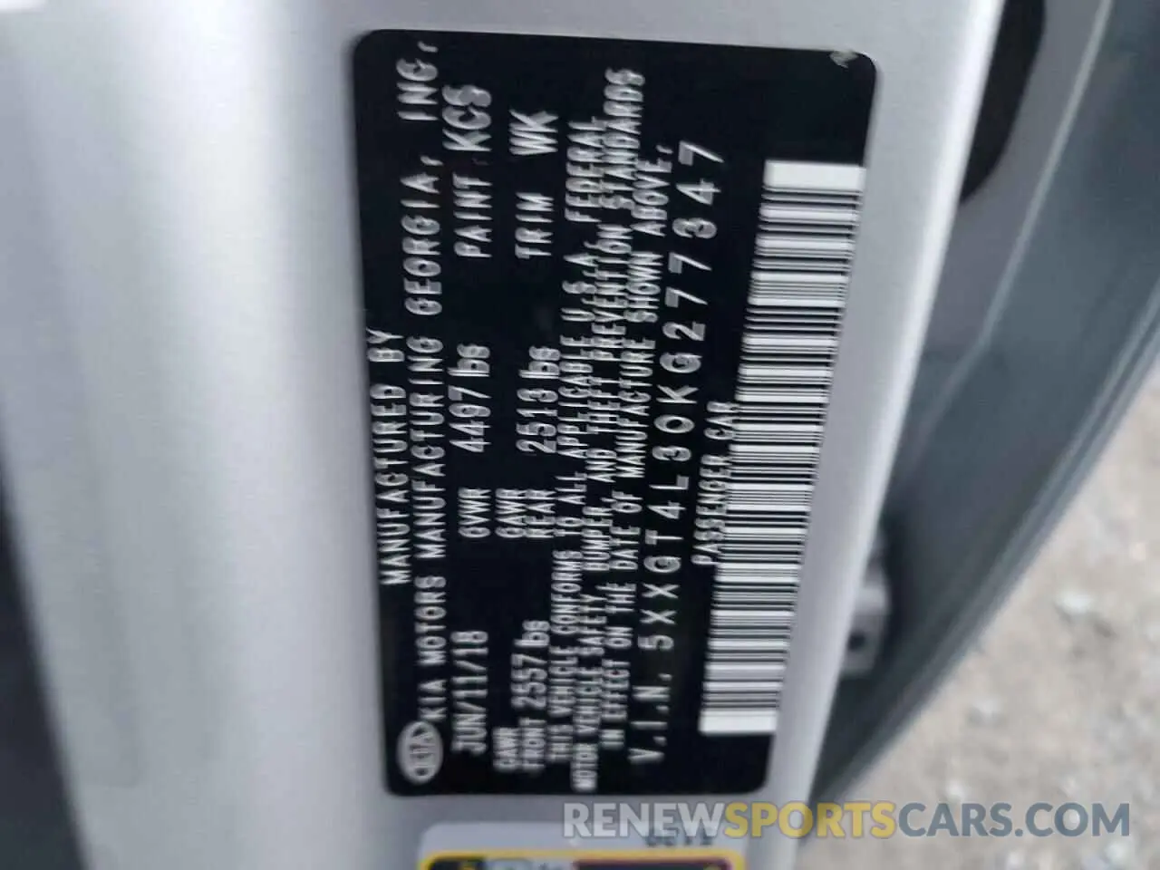 12 Photograph of a damaged car 5XXGT4L30KG277347 KIA OPTIMA 2019