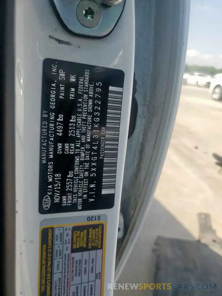 13 Photograph of a damaged car 5XXGT4L31KG322795 KIA OPTIMA 2019