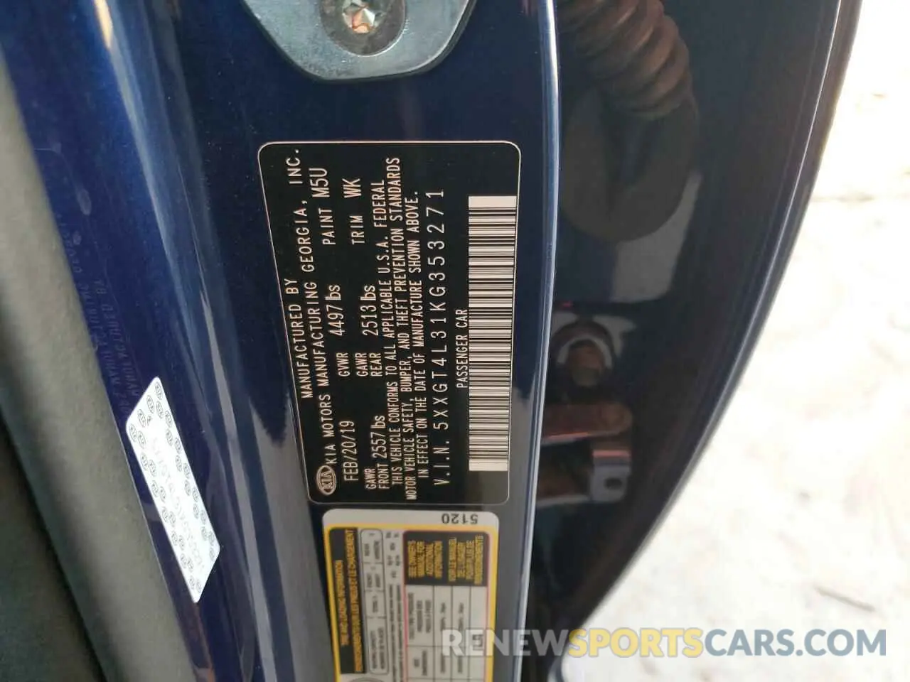 12 Photograph of a damaged car 5XXGT4L31KG353271 KIA OPTIMA 2019