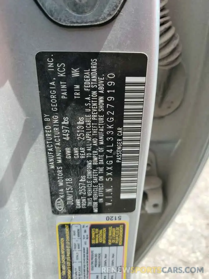 12 Photograph of a damaged car 5XXGT4L33KG279190 KIA OPTIMA 2019