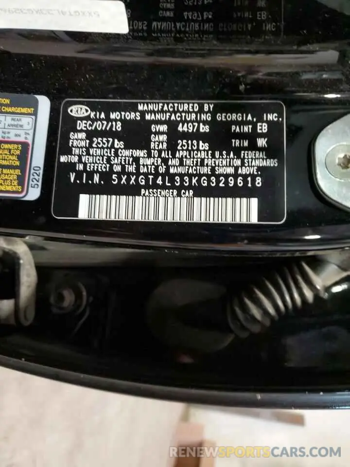 12 Photograph of a damaged car 5XXGT4L33KG329618 KIA OPTIMA 2019