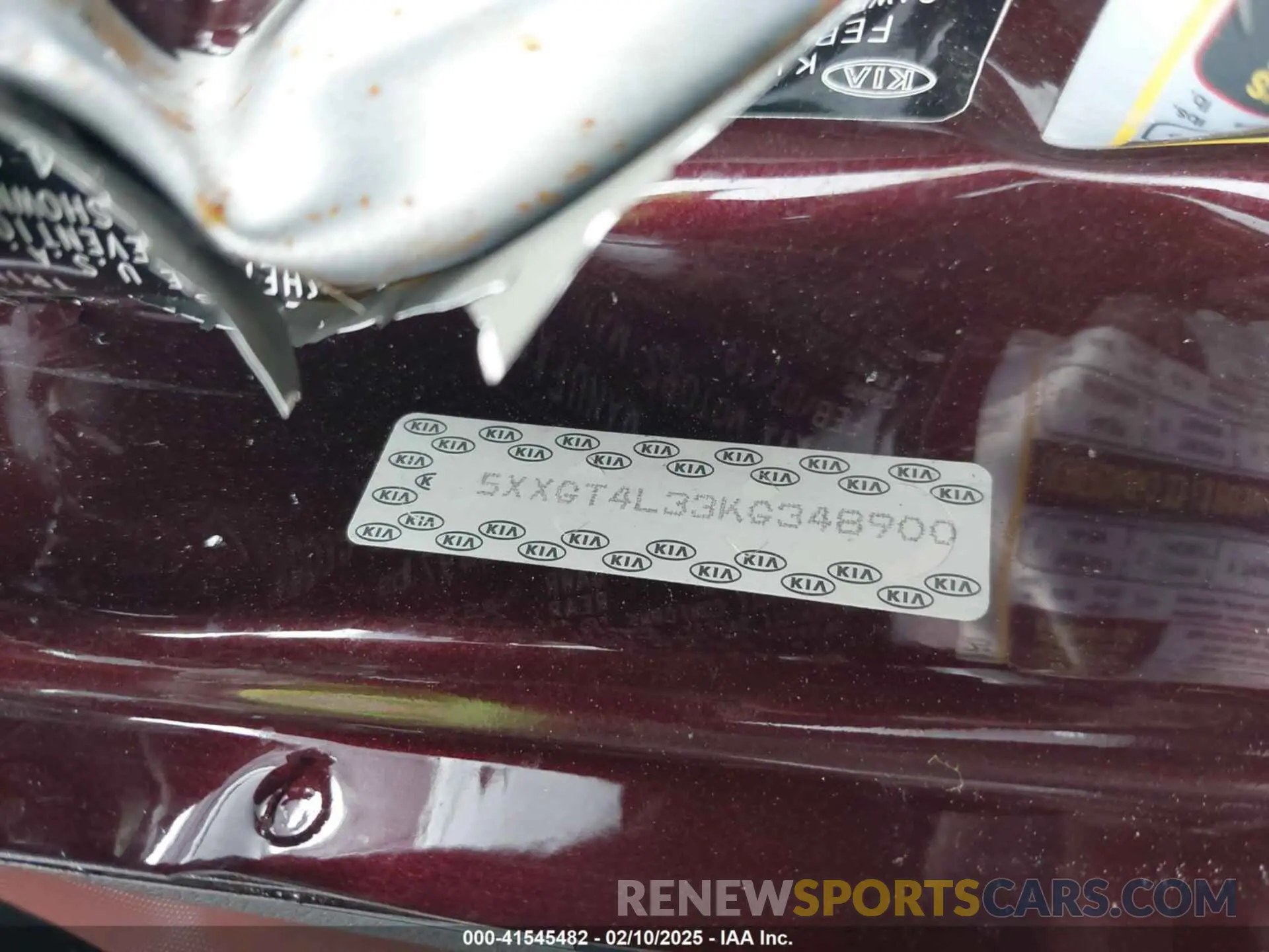 9 Photograph of a damaged car 5XXGT4L33KG348900 KIA OPTIMA 2019