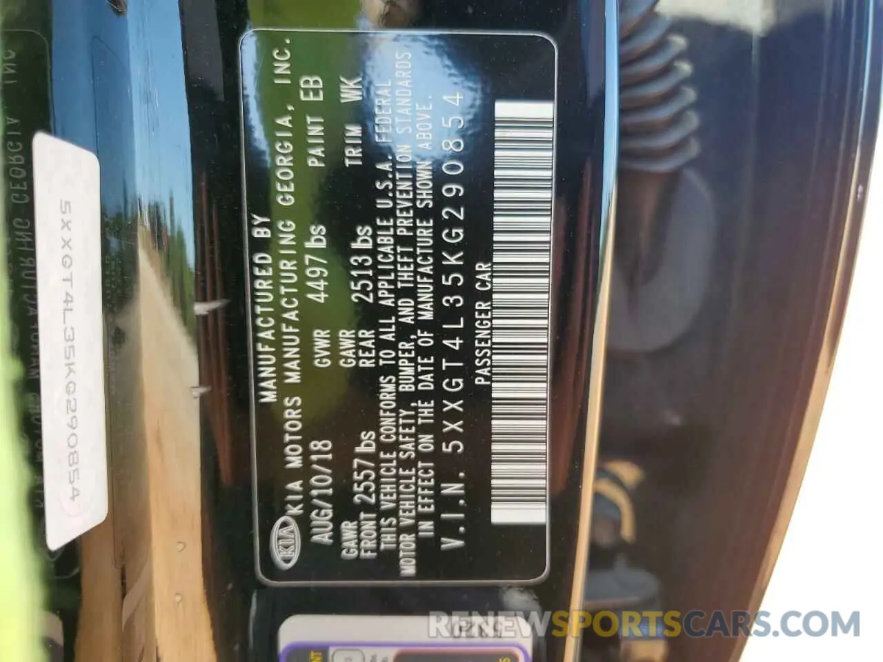 15 Photograph of a damaged car 5XXGT4L35KG290854 KIA OPTIMA 2019
