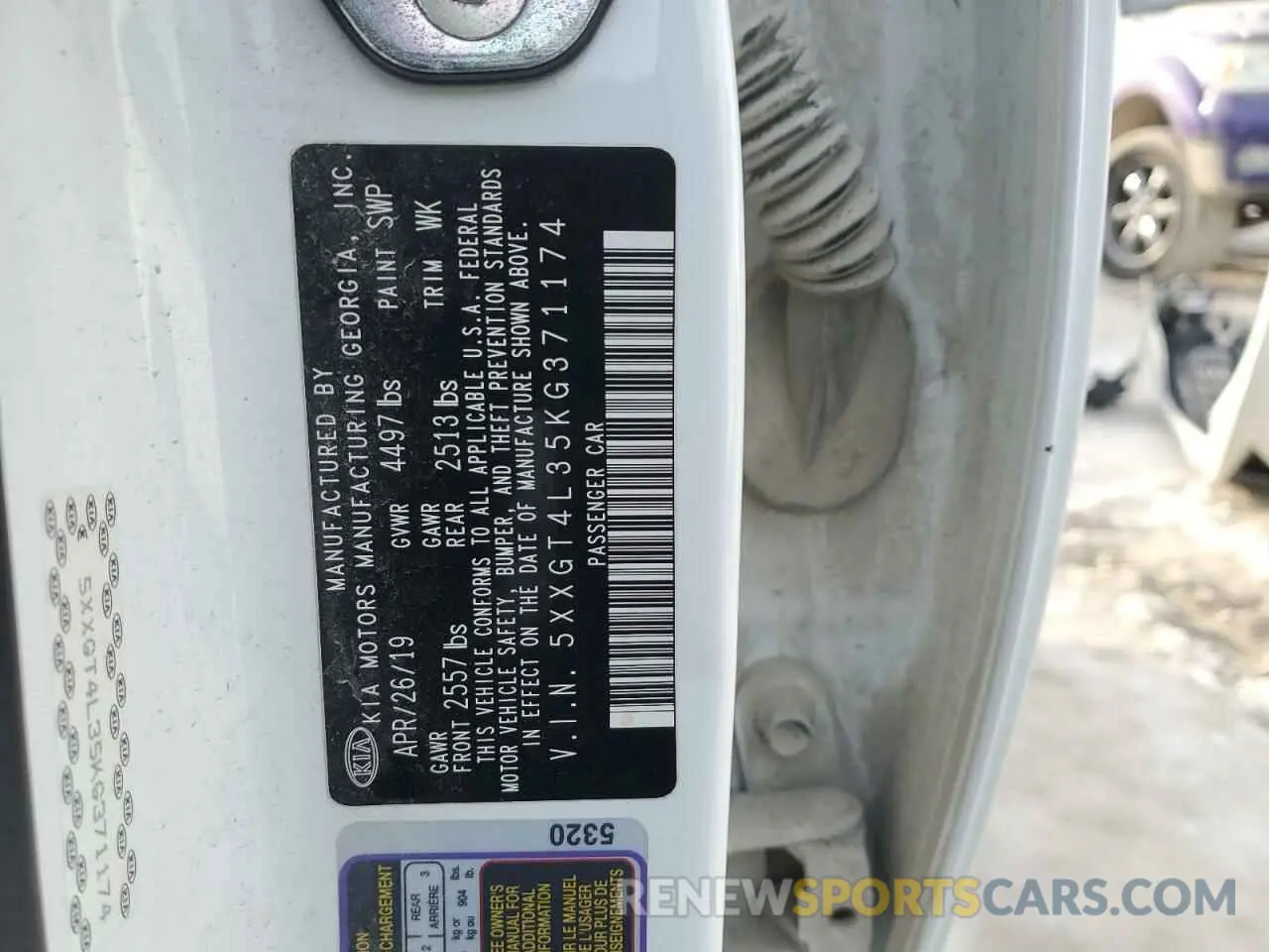 13 Photograph of a damaged car 5XXGT4L35KG371174 KIA OPTIMA 2019