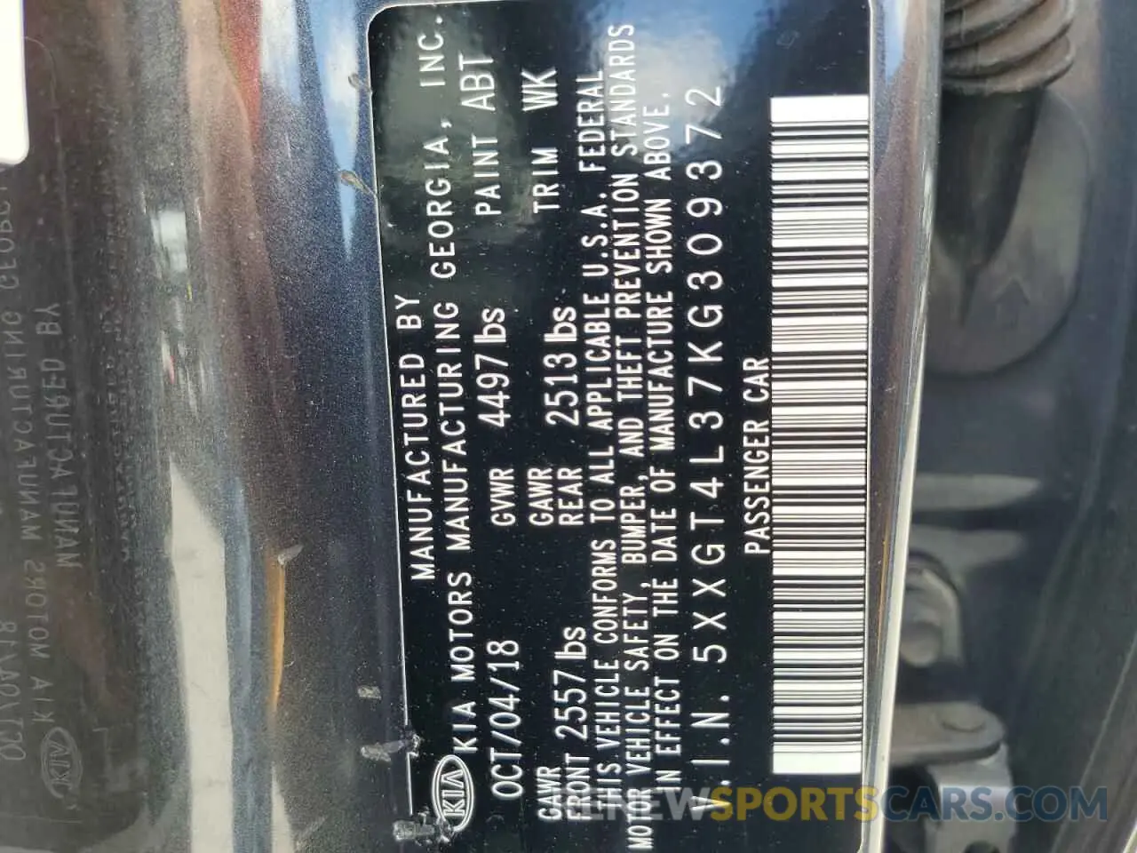 12 Photograph of a damaged car 5XXGT4L37KG309372 KIA OPTIMA 2019