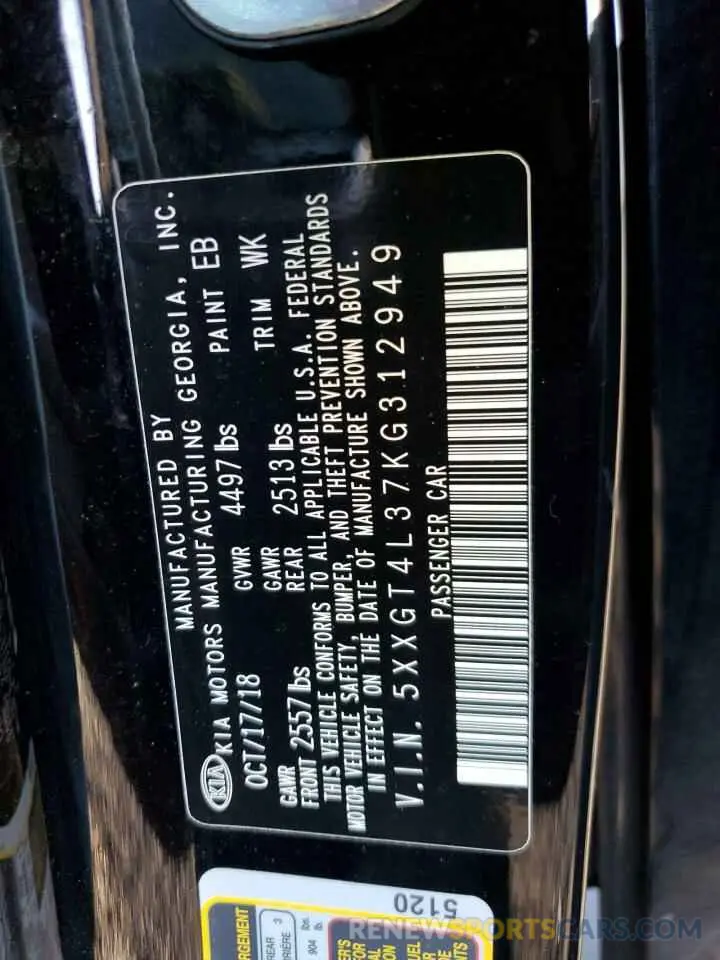 13 Фотография поврежденного автомобиля 5XXGT4L37KG312949 KIA OPTIMA 2019