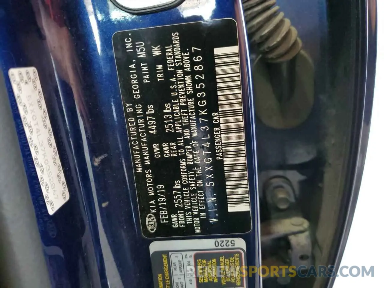 12 Photograph of a damaged car 5XXGT4L37KG352867 KIA OPTIMA 2019