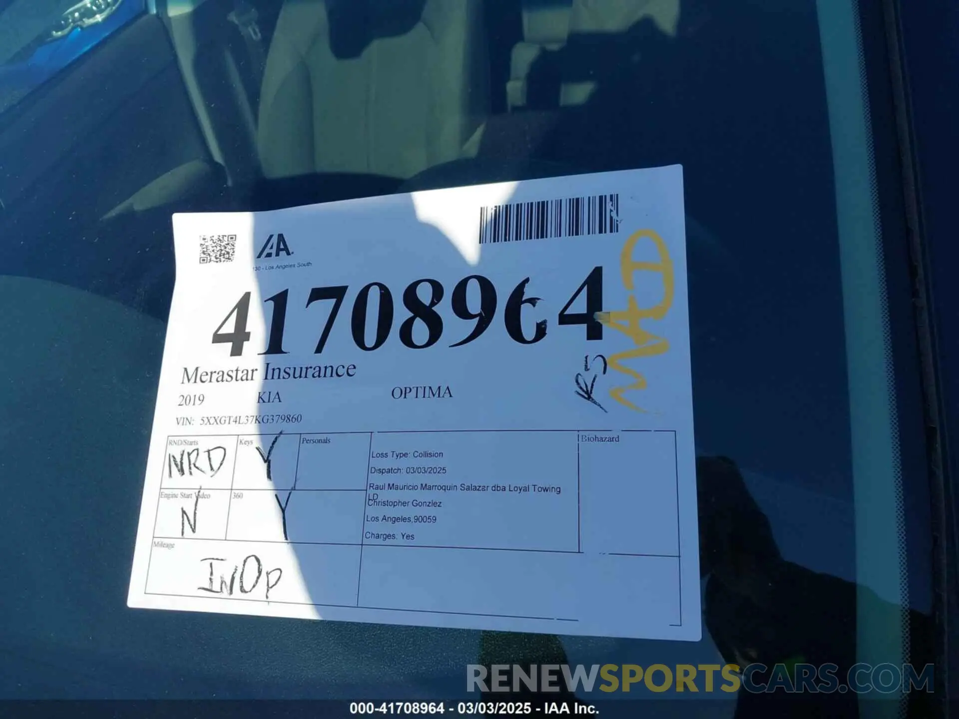 17 Photograph of a damaged car 5XXGT4L37KG379860 KIA OPTIMA 2019