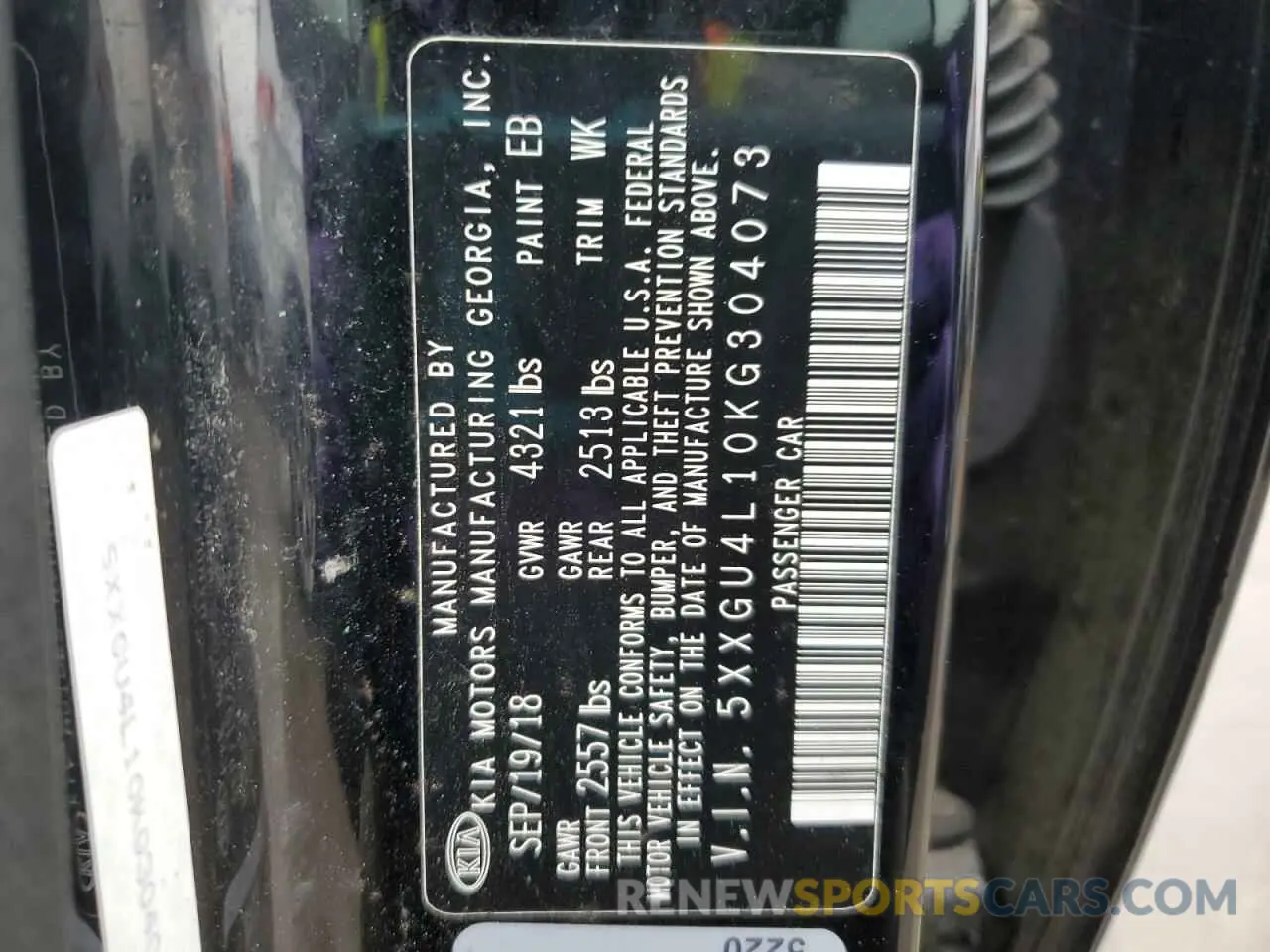 12 Фотография поврежденного автомобиля 5XXGU4L10KG304073 KIA OPTIMA 2019