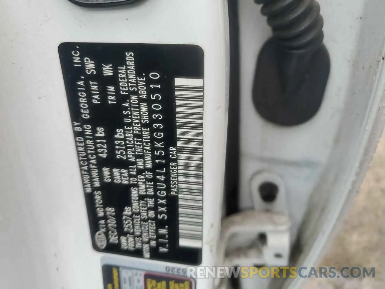 12 Photograph of a damaged car 5XXGU4L15KG330510 KIA OPTIMA 2019